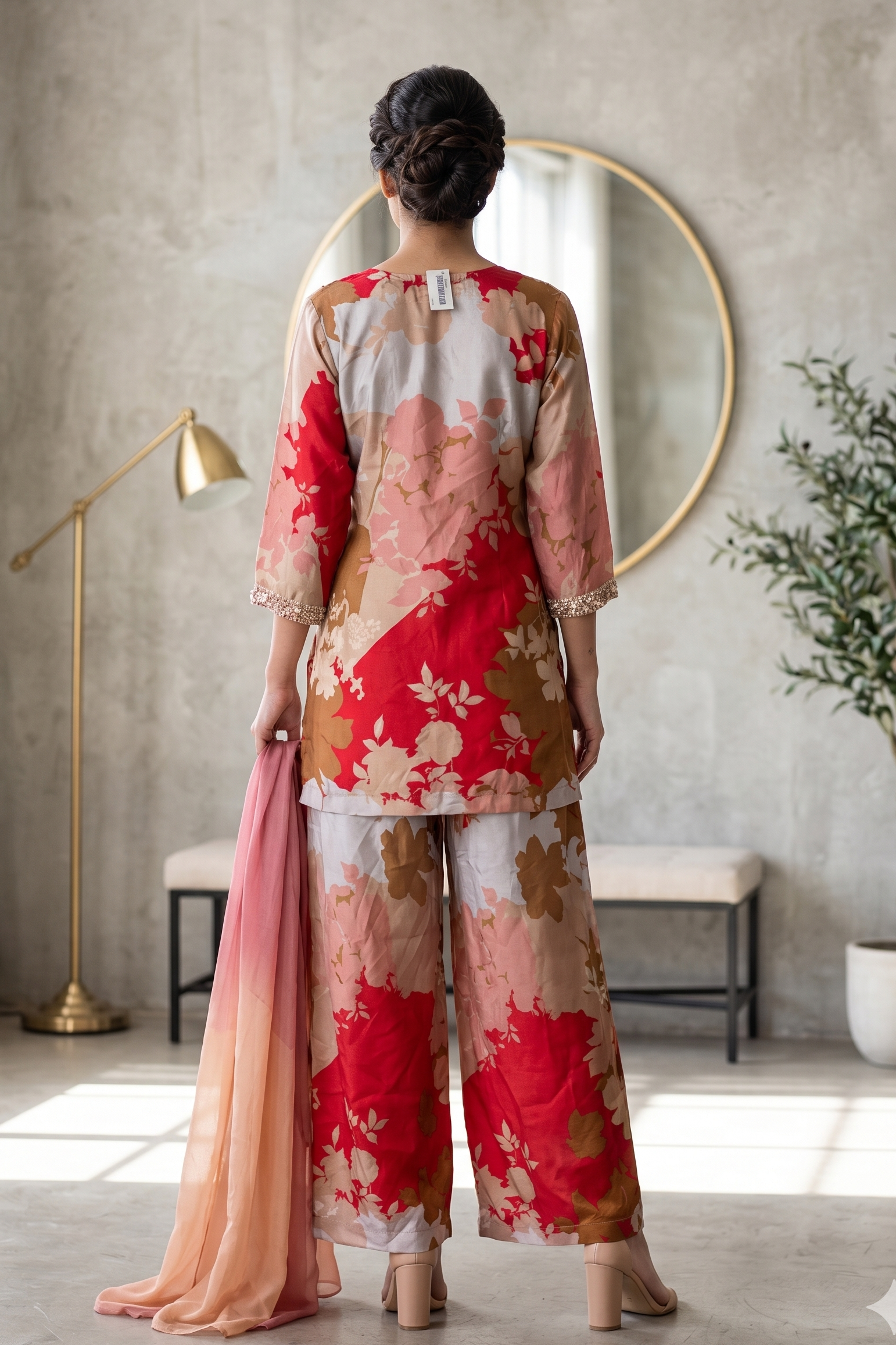 Multicolor Embellished Premium Silk Palazzo Set
