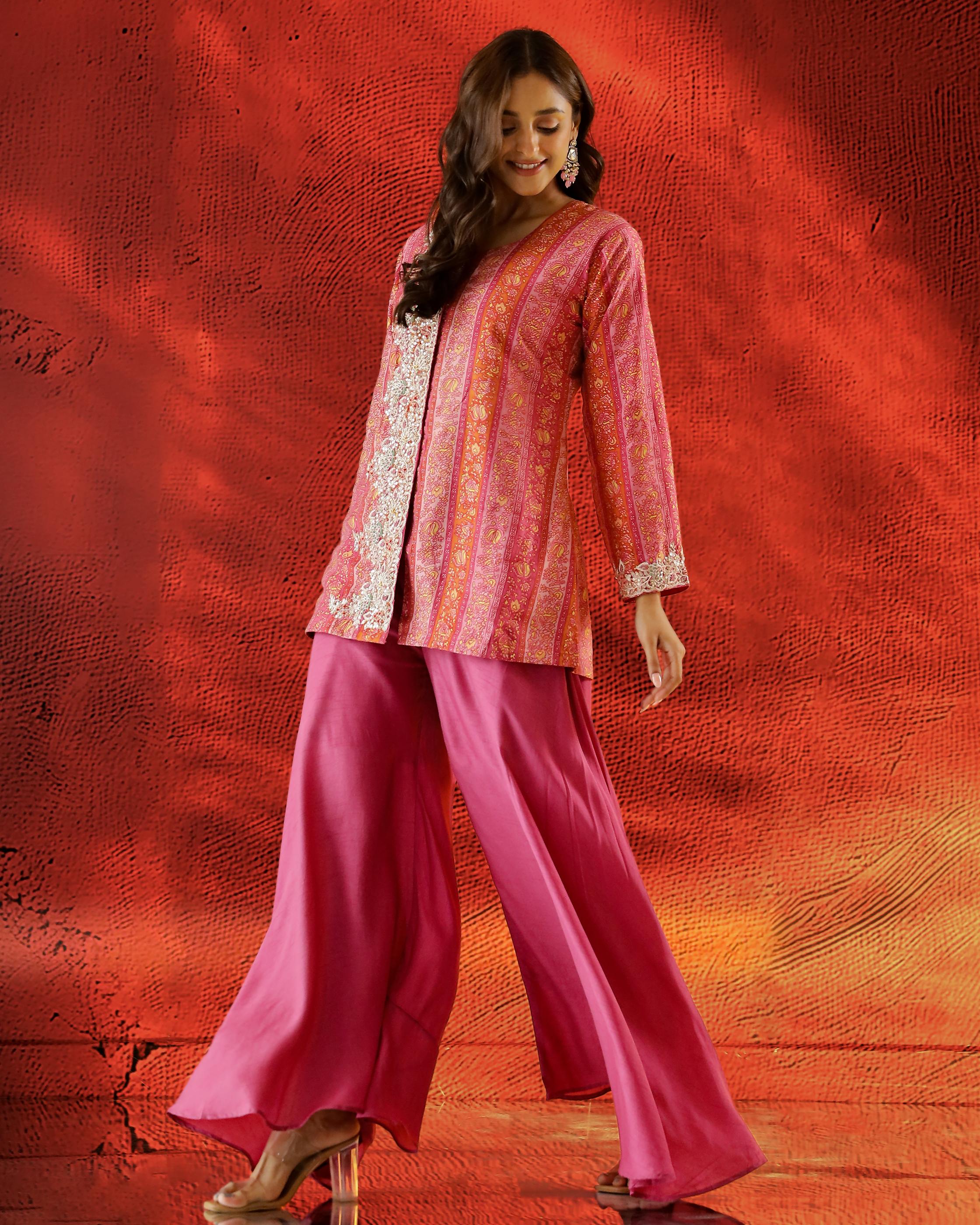 Pink Printed Spanish Silk Palazzo Set