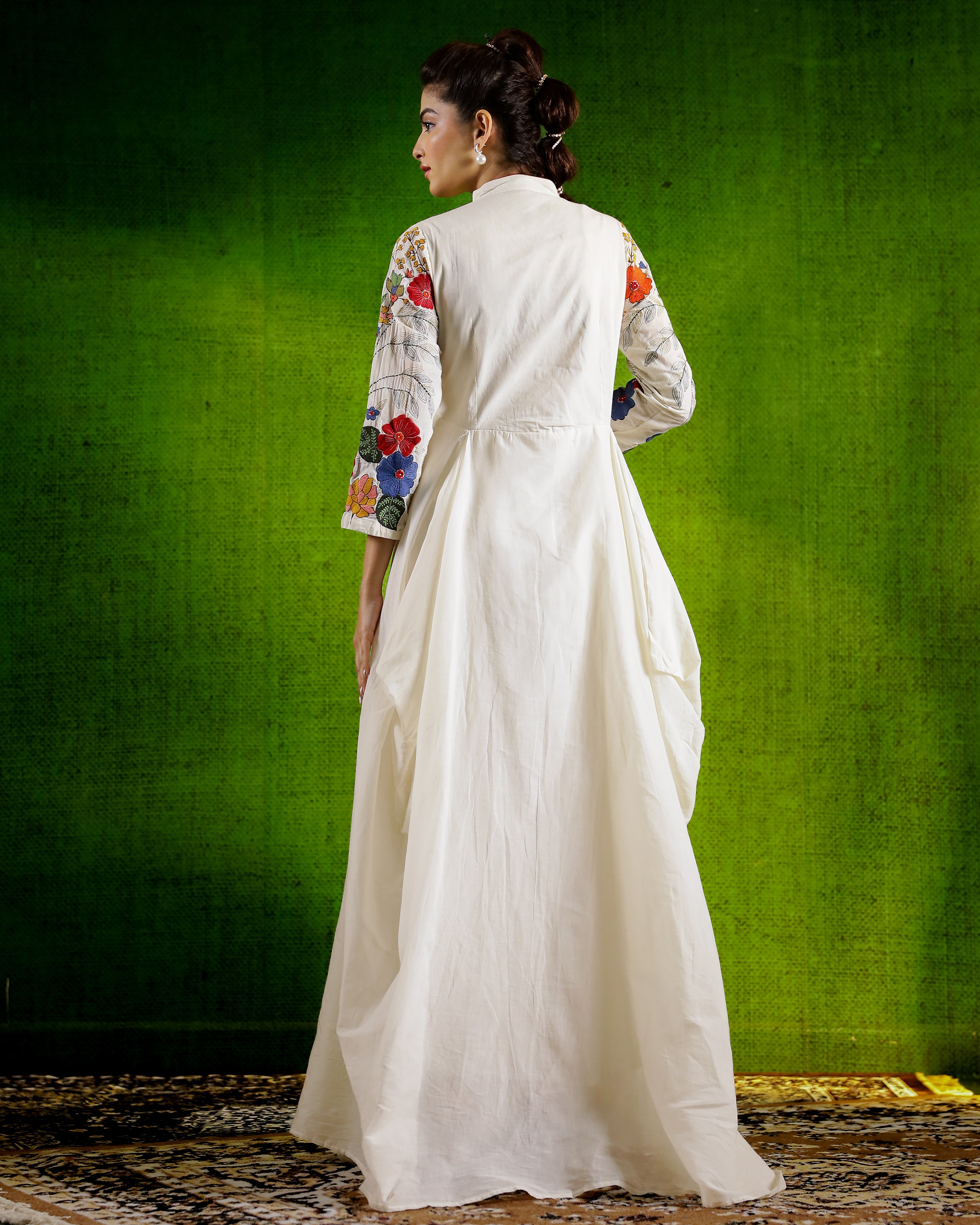 White Embroidered Organic Cotton Gown