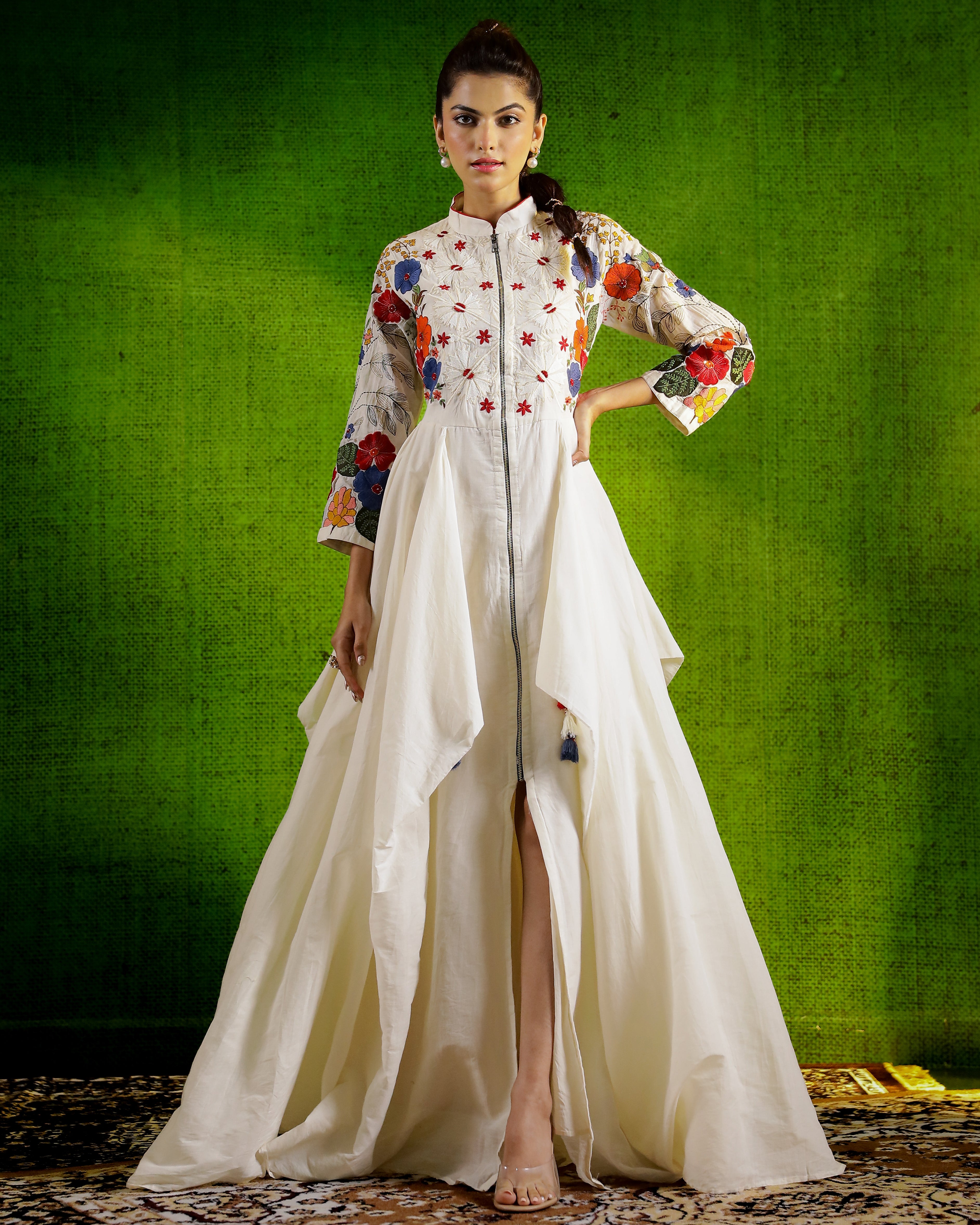 White Embroidered Organic Cotton Gown