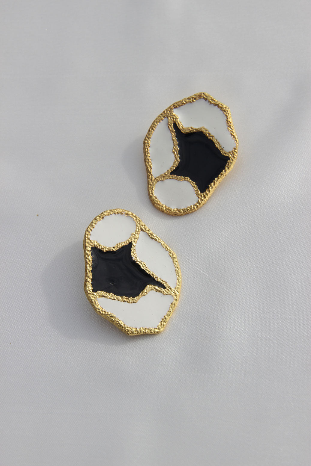 White Enamel Statement Earrings