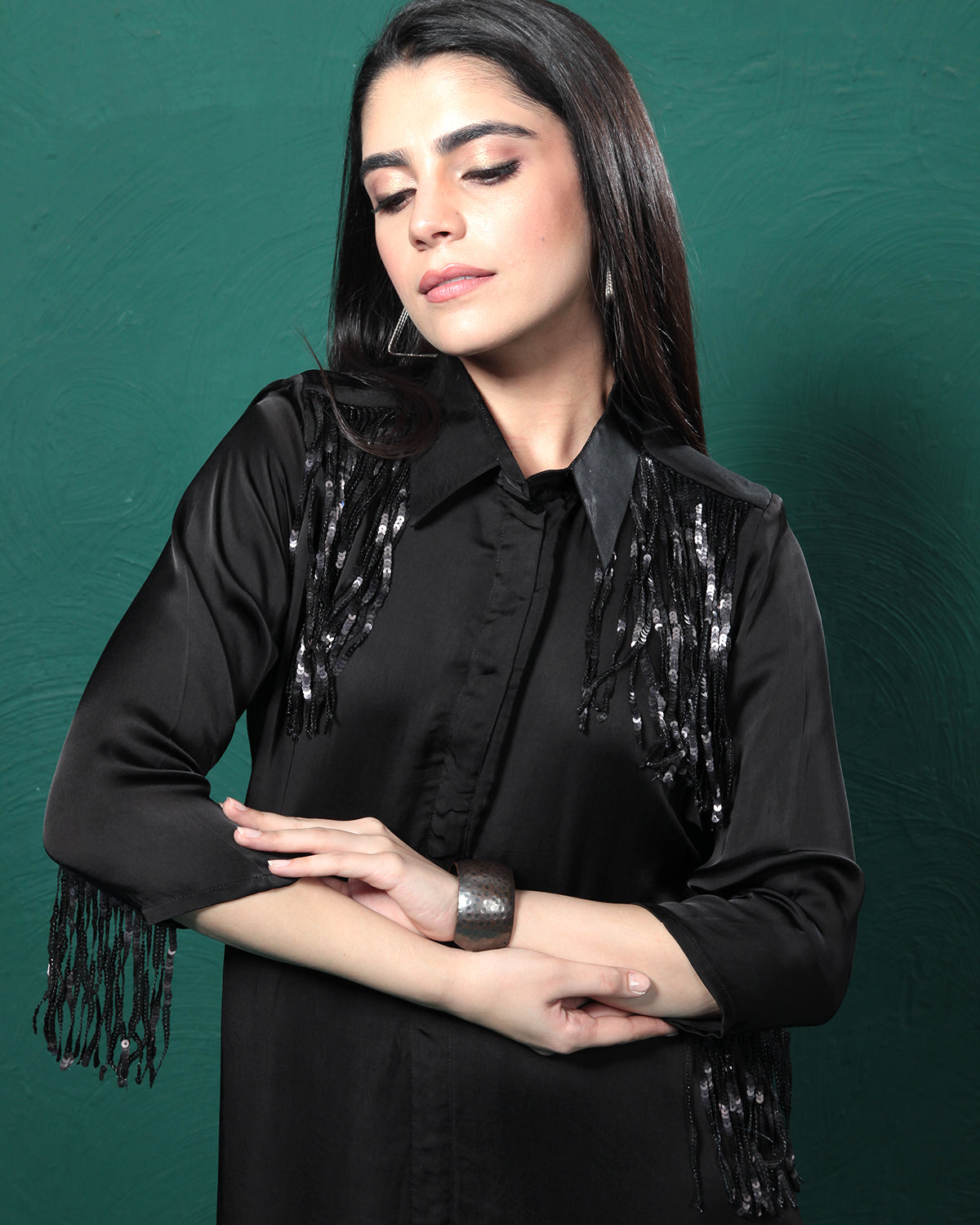 Black Martini Long Shirt Dress