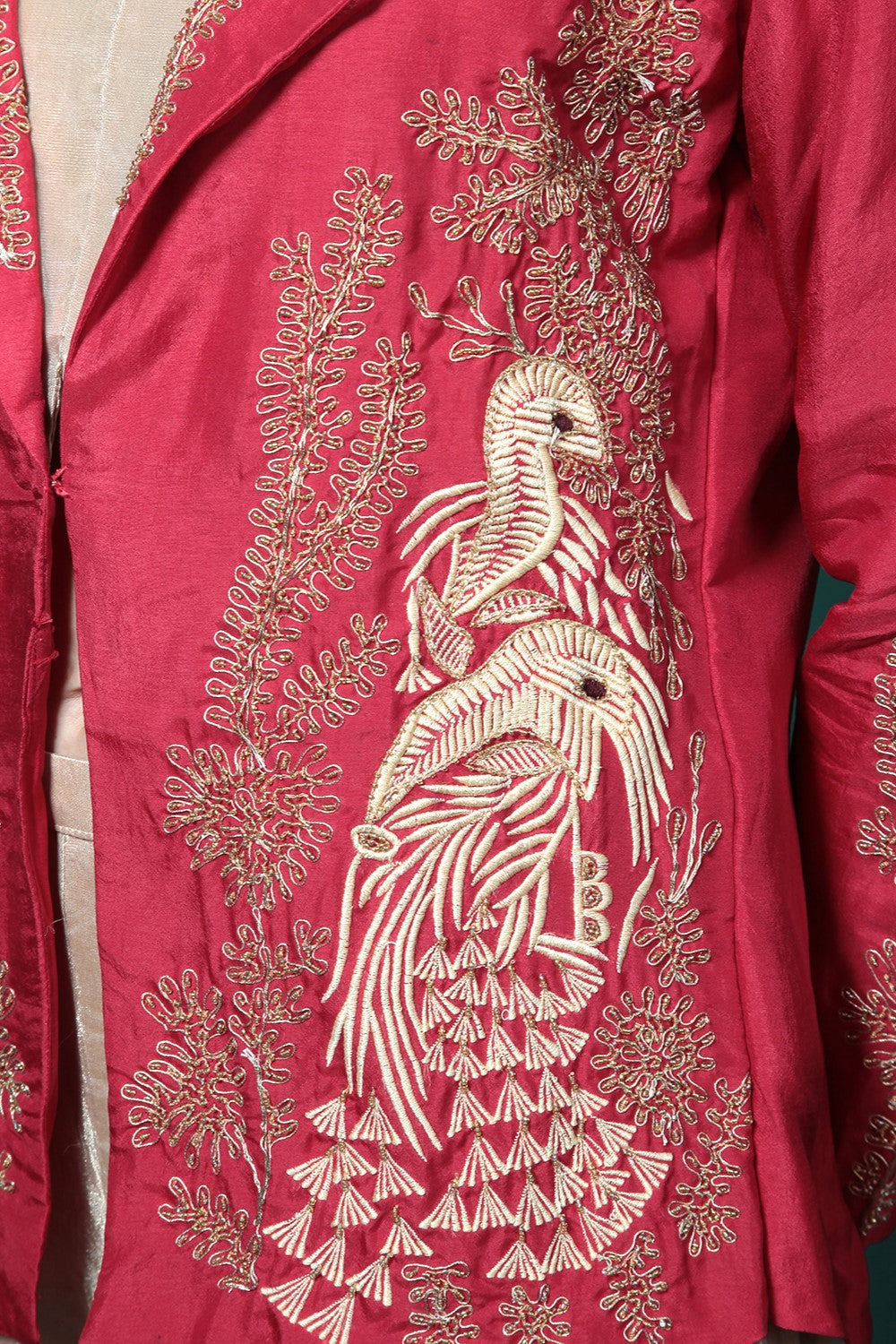 Crimson Red Embroidered Jacket & Palazzo Set
