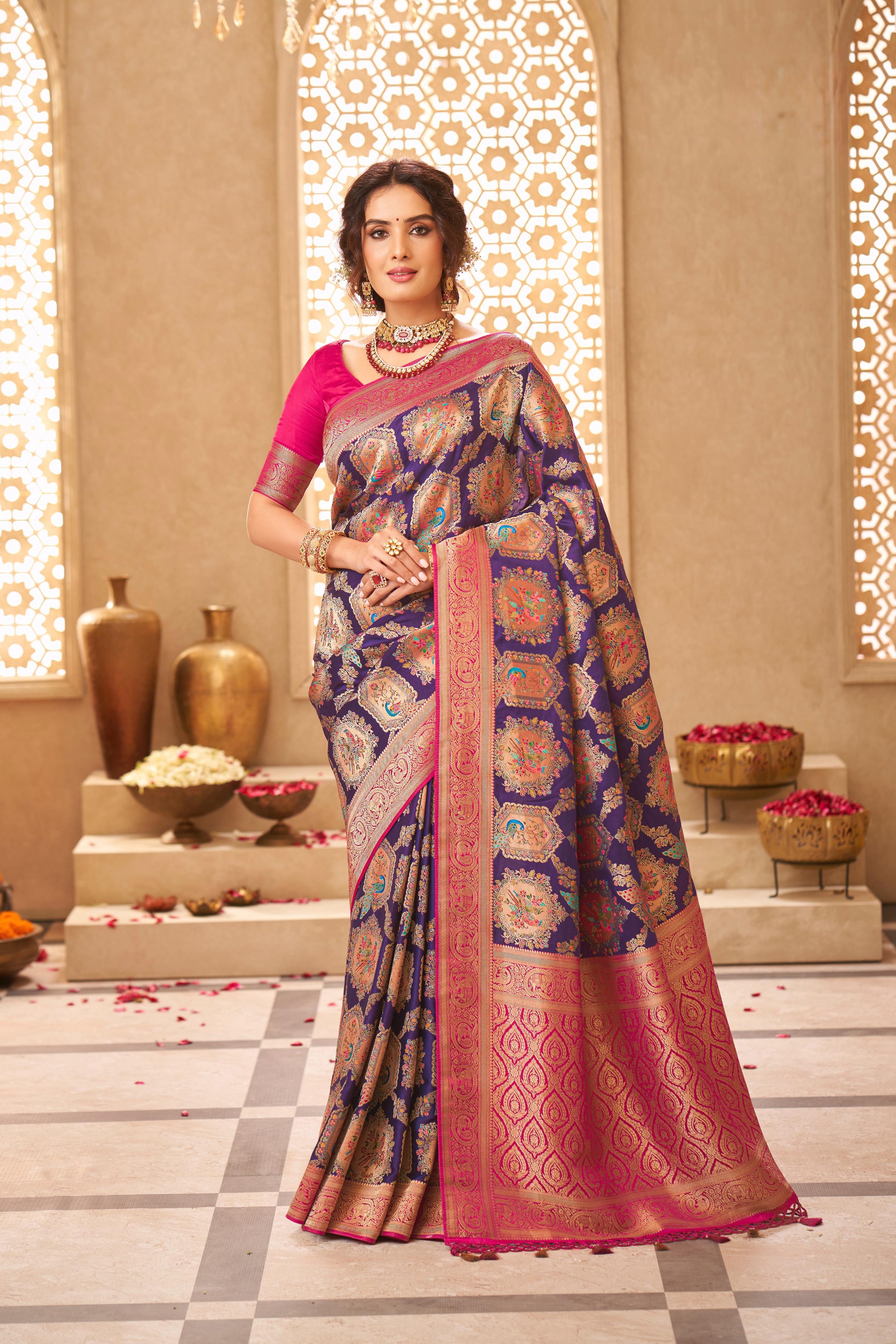 Purple Satin Silk Saree