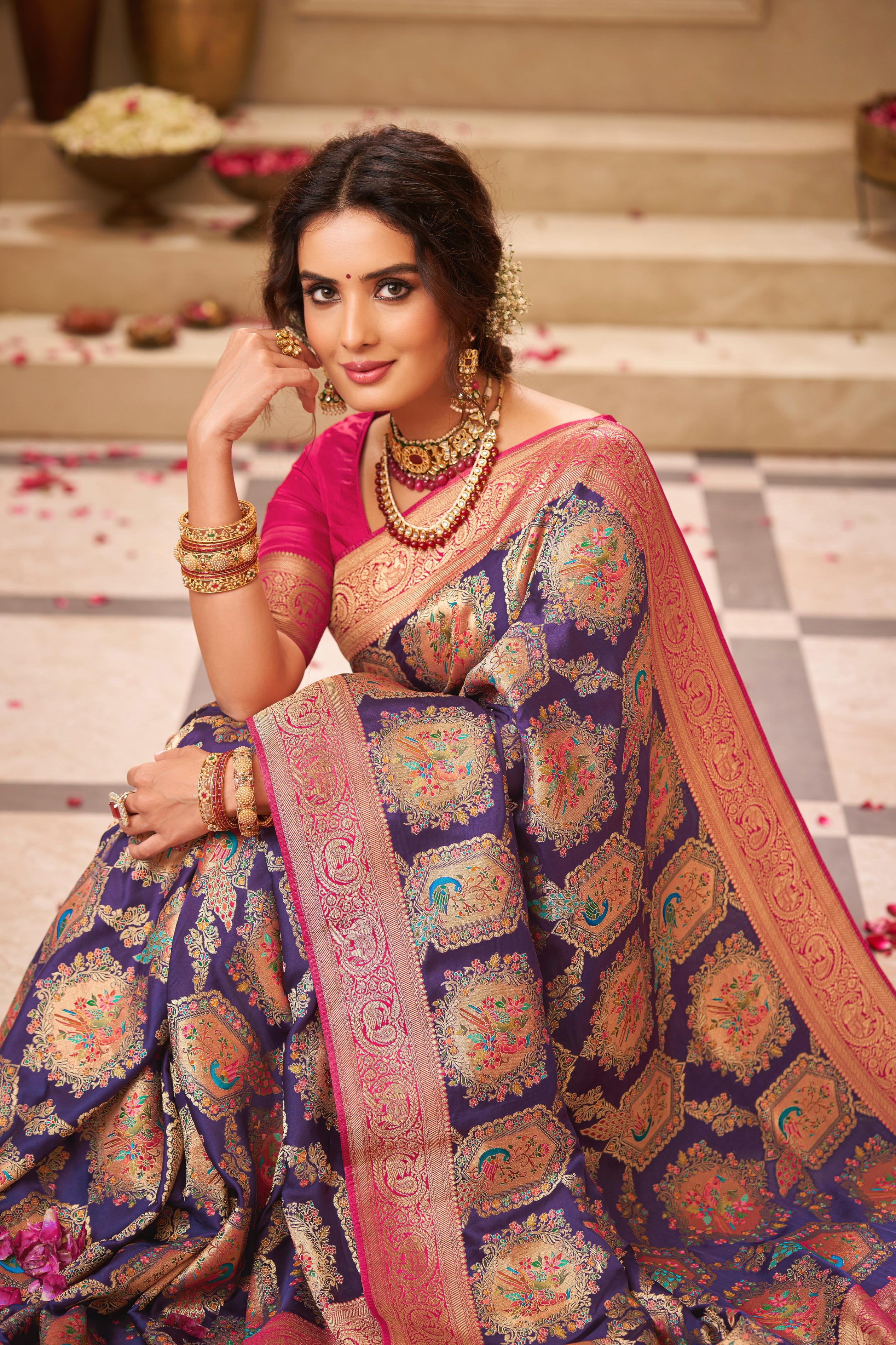 Purple Satin Silk Saree