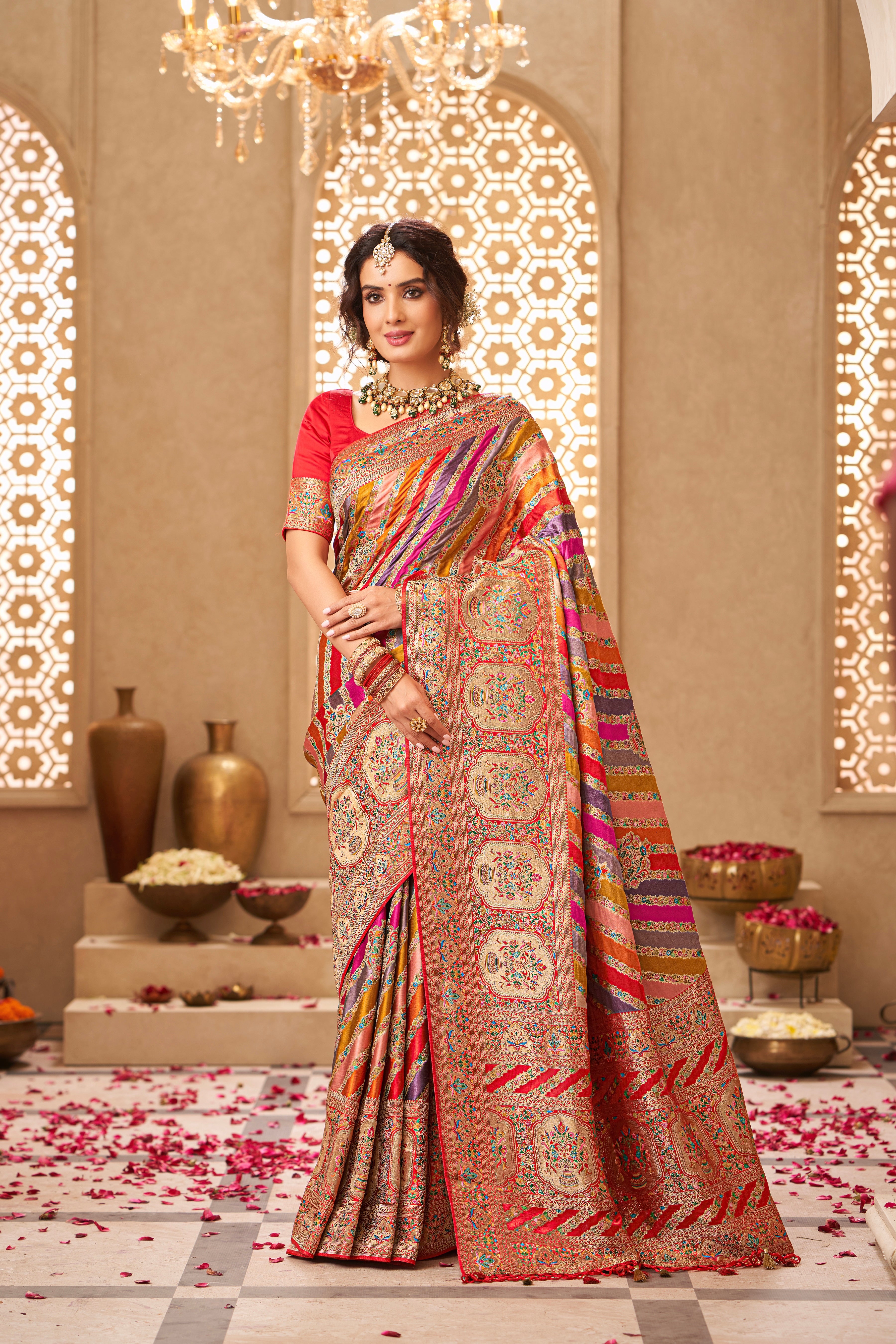 Multi Color Satin Silk Saree