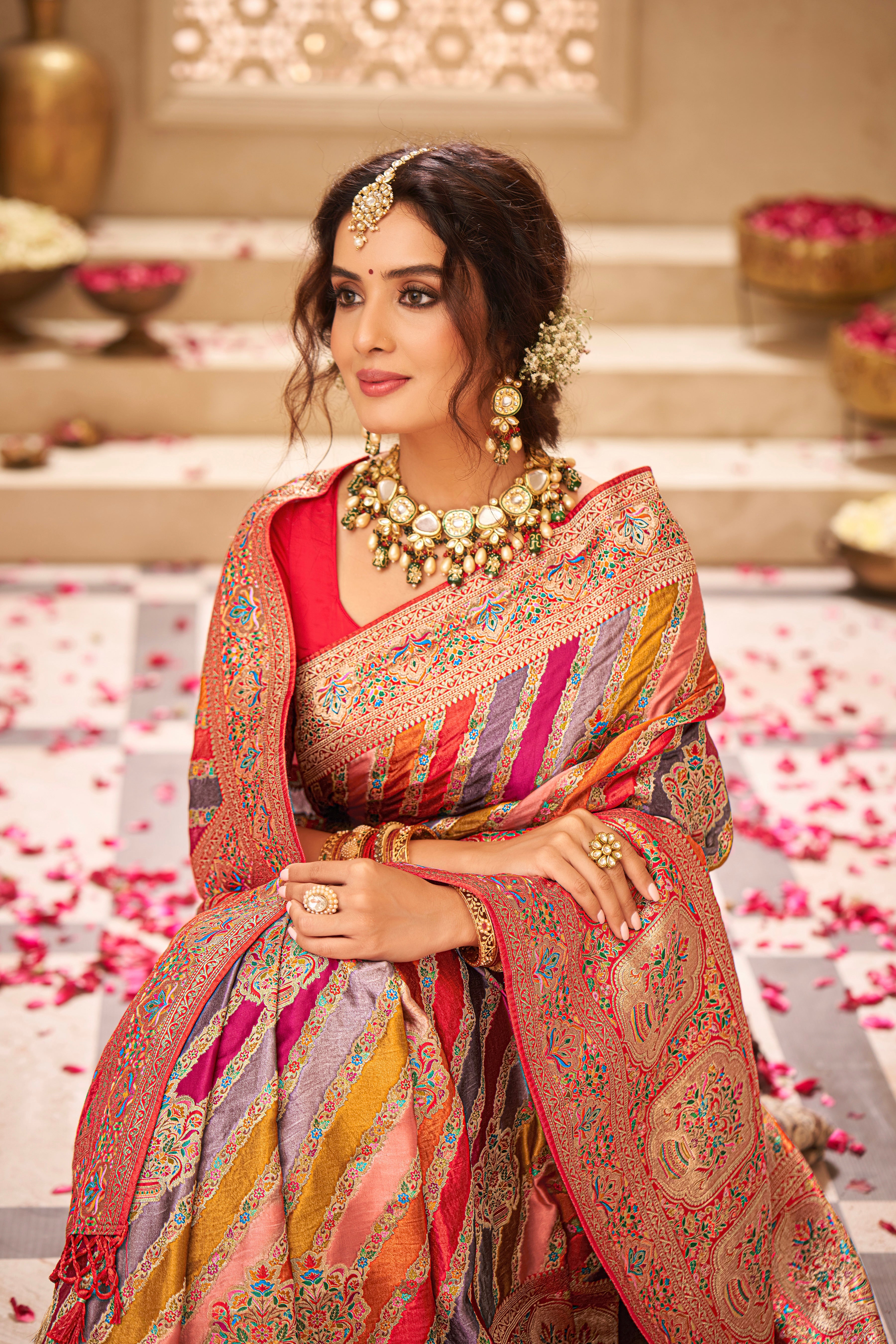 Multi Color Satin Silk Saree