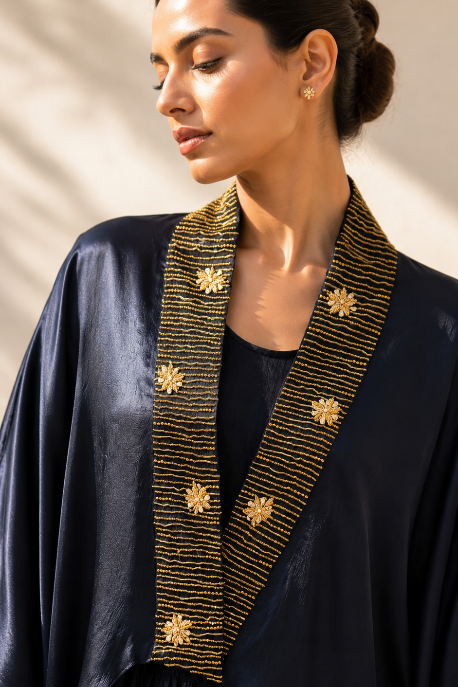 Midnight Blue Embellished Kaftan Dress Set