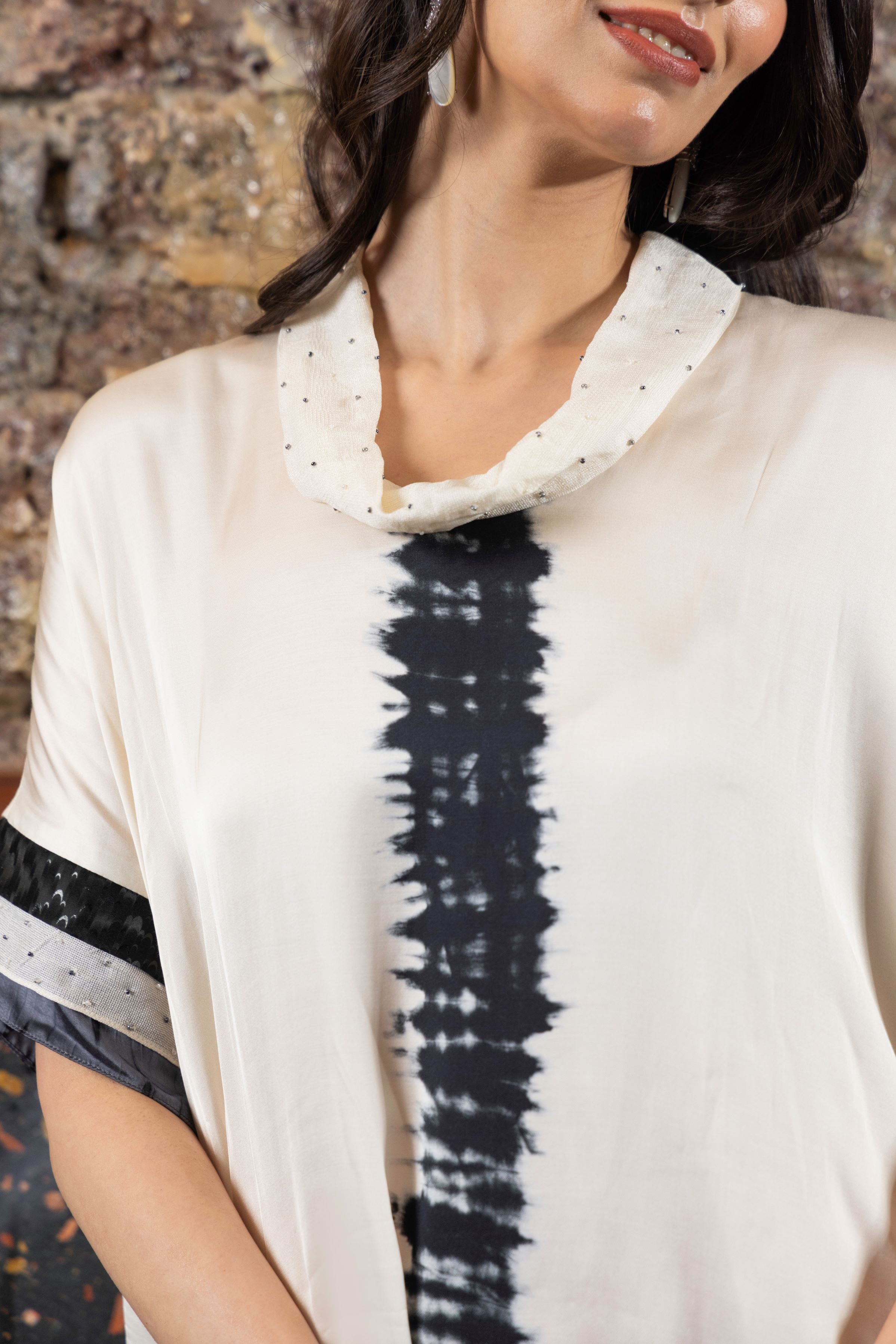 Black And White Satin Silk Tie-Dye Co-Ord Set