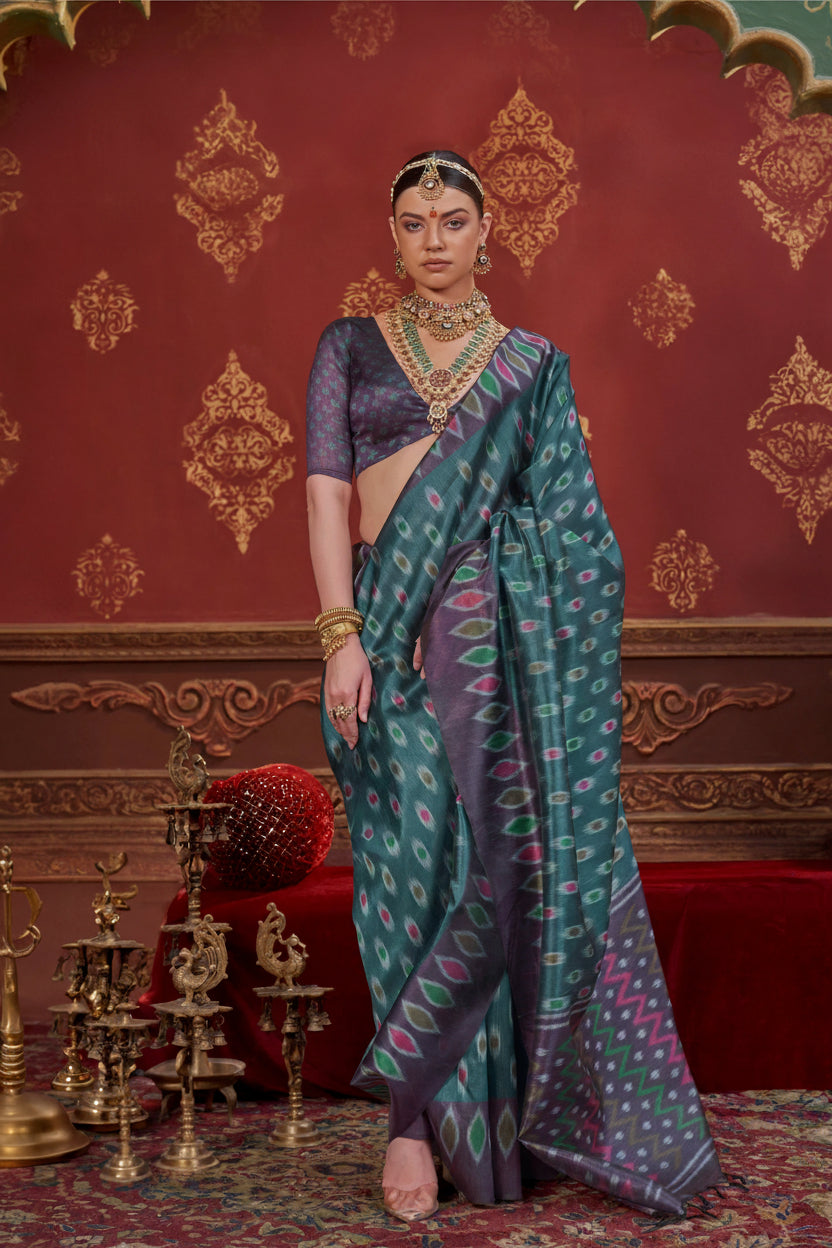 Blue Coast Printed Premium Silk Saree