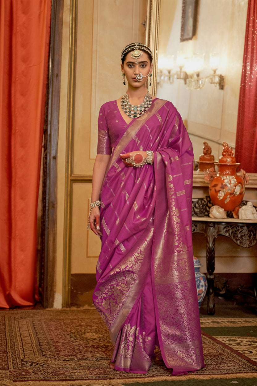 Pink Petal Zari Premium Silk Saree