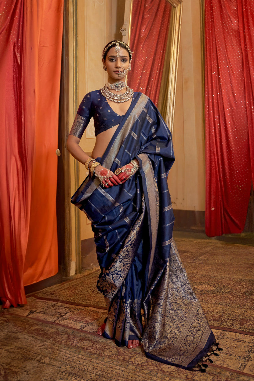 Royale Blue Zari Premium Silk Saree