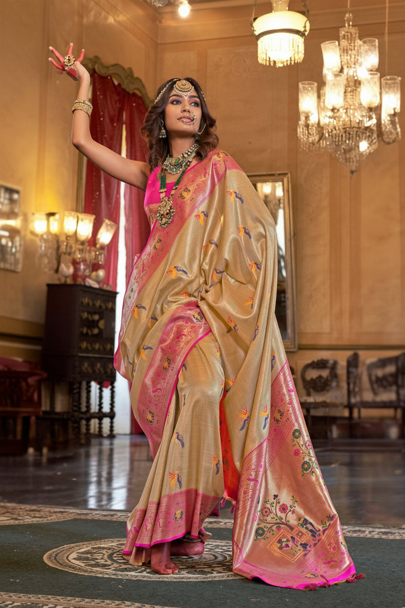 Hamsasya Heritage Organza Tissue Silk Saree