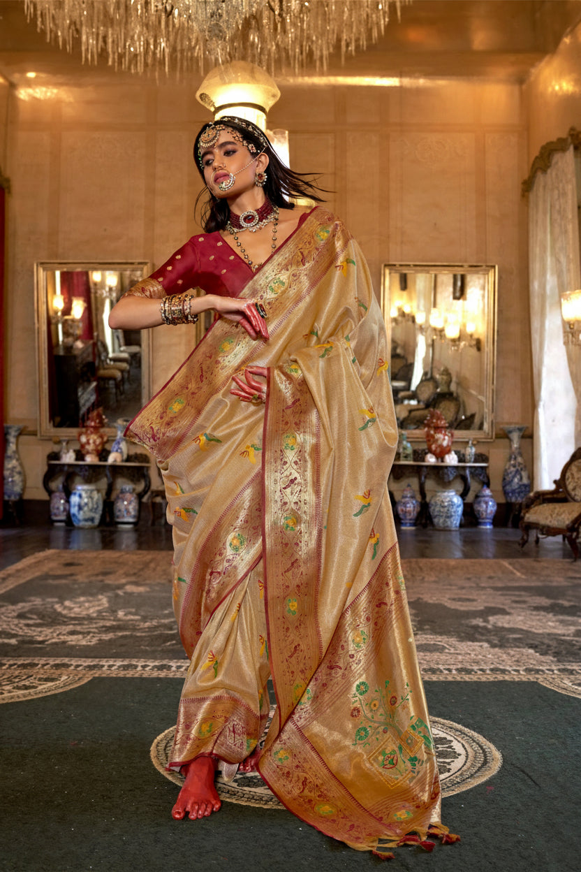 Katakamukha Heritage Organza Tissue Silk Saree