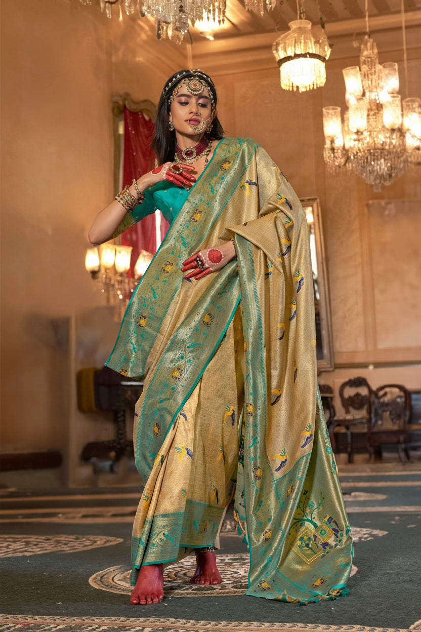 Ardhachandra Heritage Organza Tissue Silk Saree