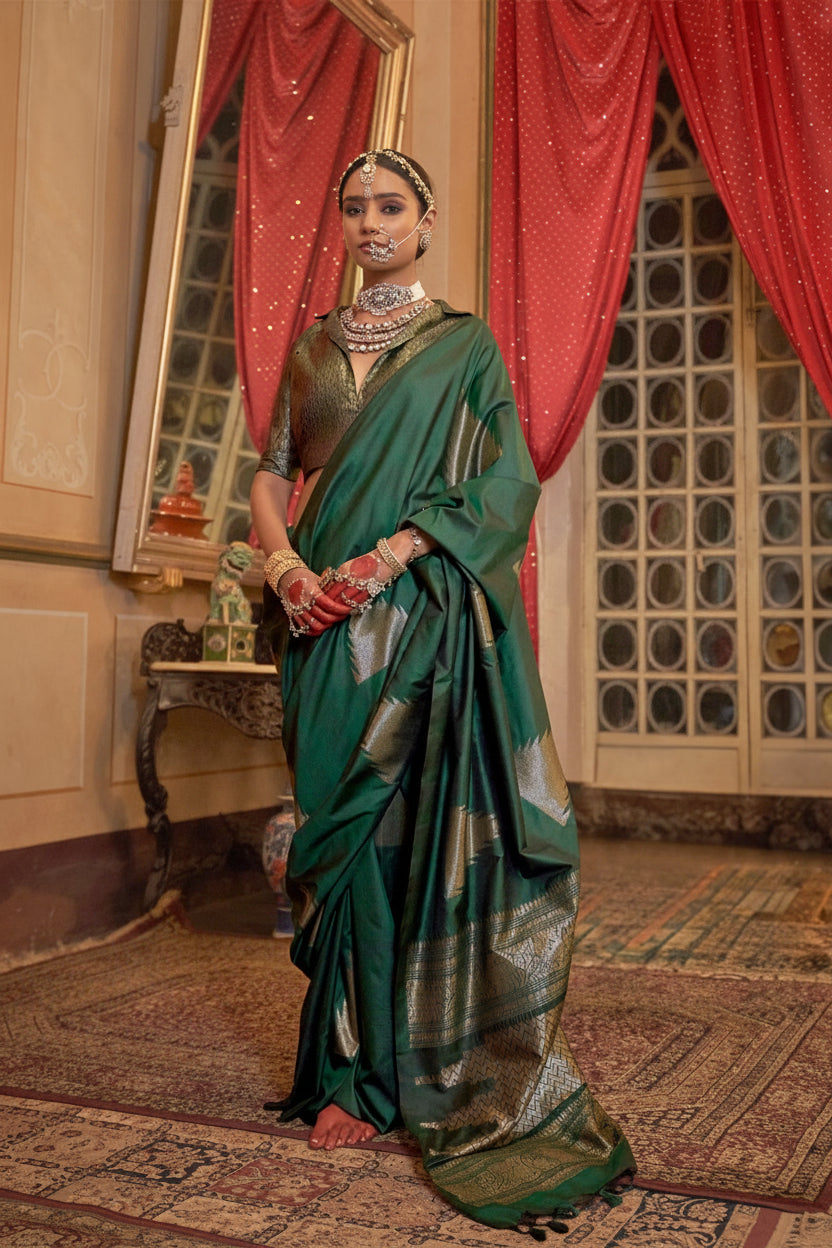 Royal Green Zari Premium Soft Silk Saree
