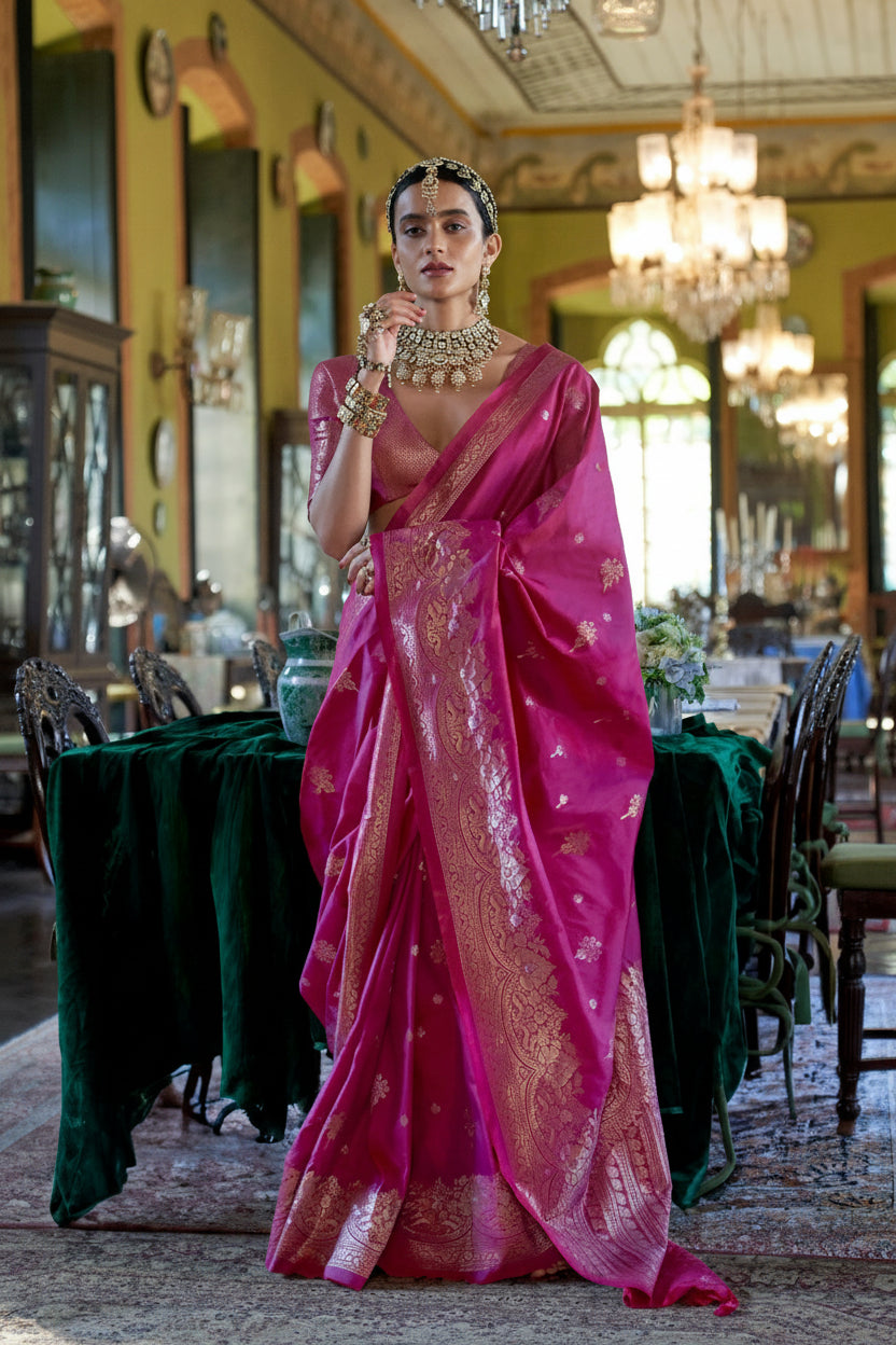 Raspberry Pink Premium Silk Saree
