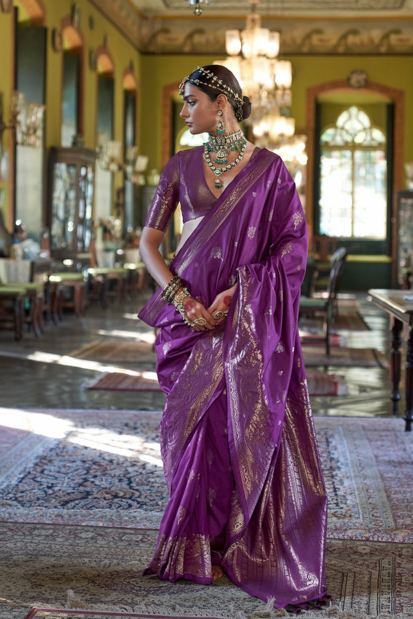 Purple Bloom Premium Silk Saree