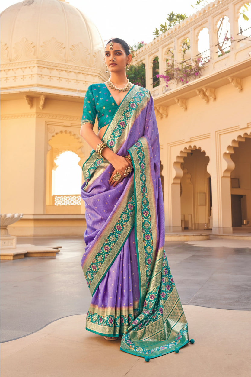 Lavender Purple Patola Premium Silk Saree