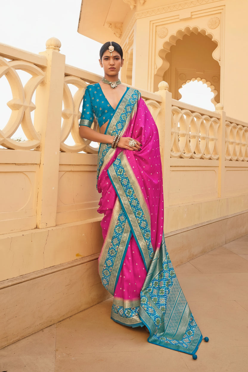 Bright Magenta Patola Premium Silk Saree