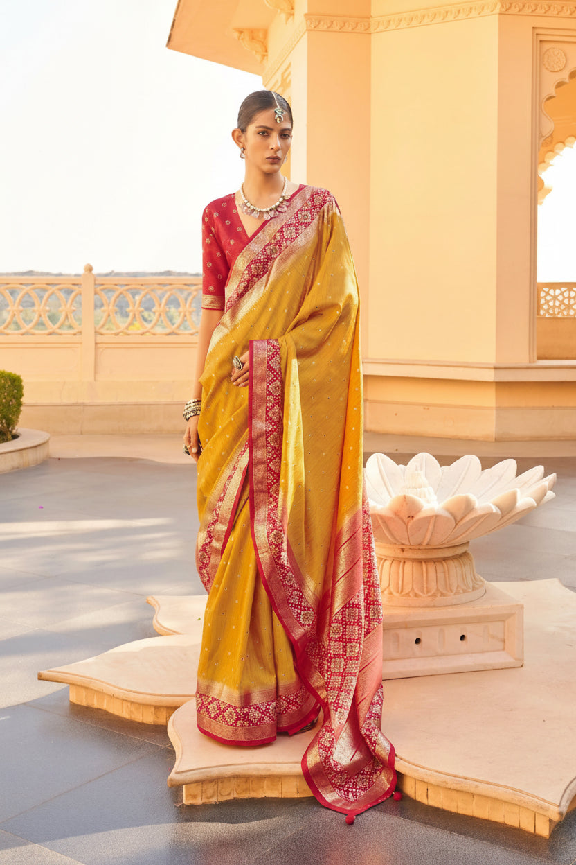 Amber Yellow Patola Premium Silk Saree