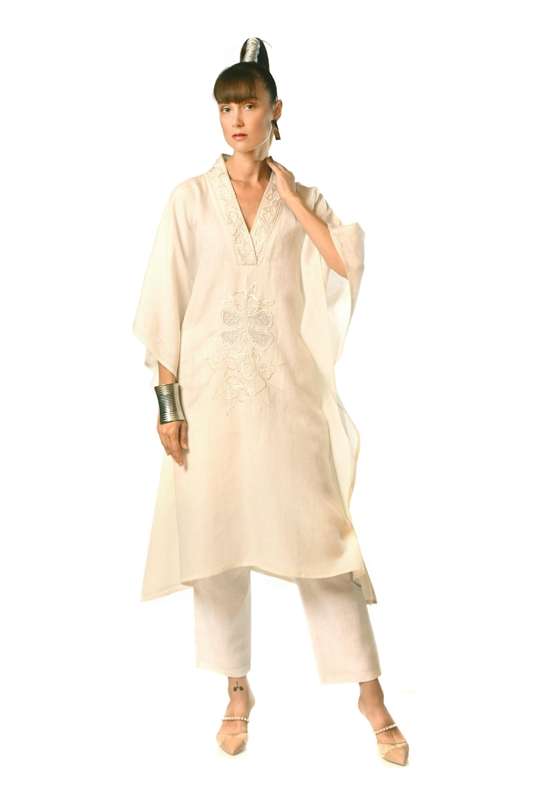 Light Beige Embroidered Kurta Set