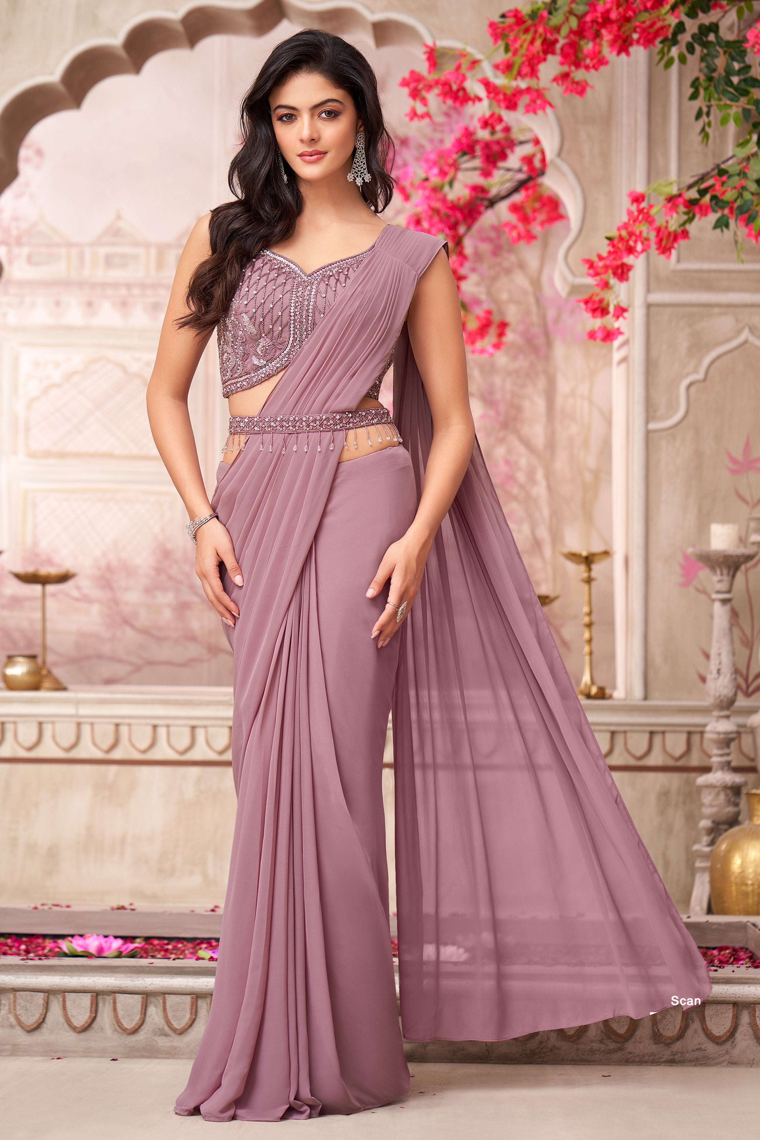 Deep Mauve Draped Saree