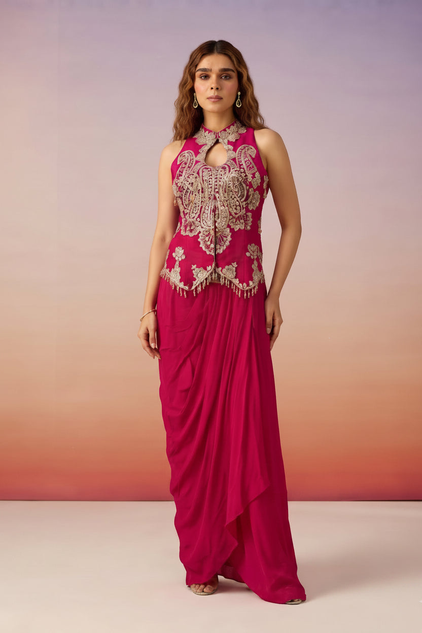 Royale Rani Embellished Crepe Silk Skirt Set