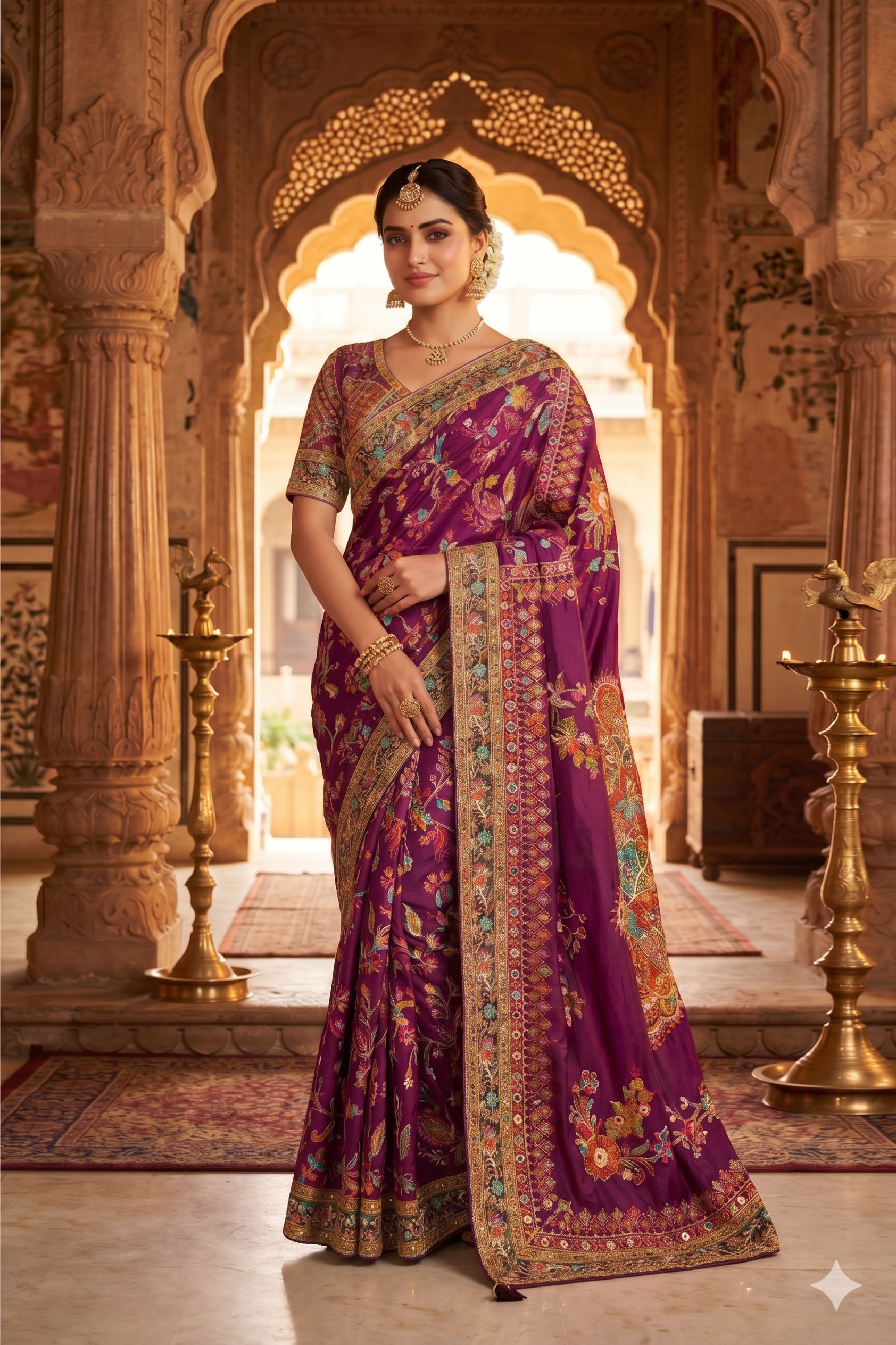 Mulberry Heritage Embellished Crepe Silk Saree