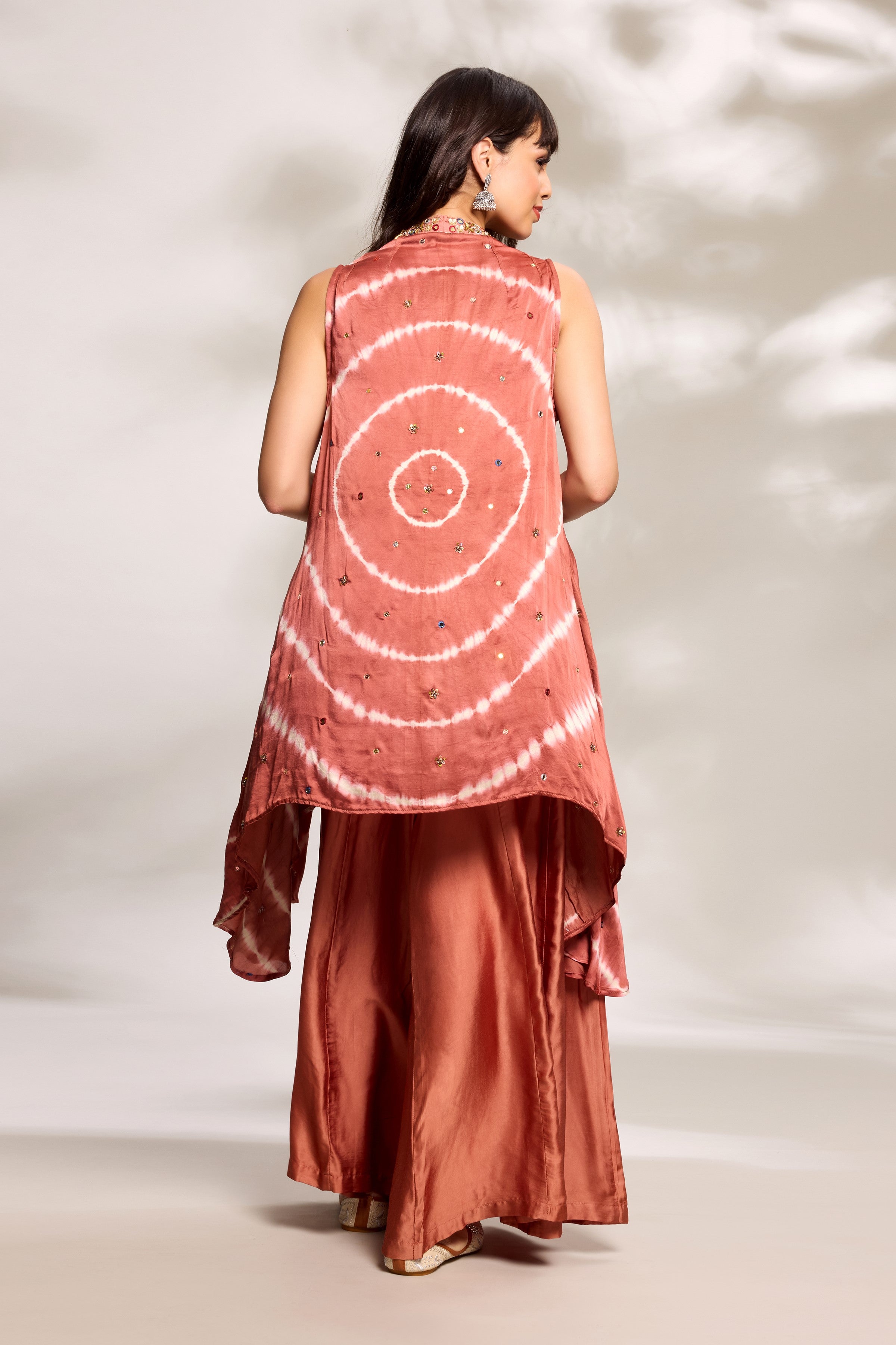 Burnt Orange Printed Cape Set