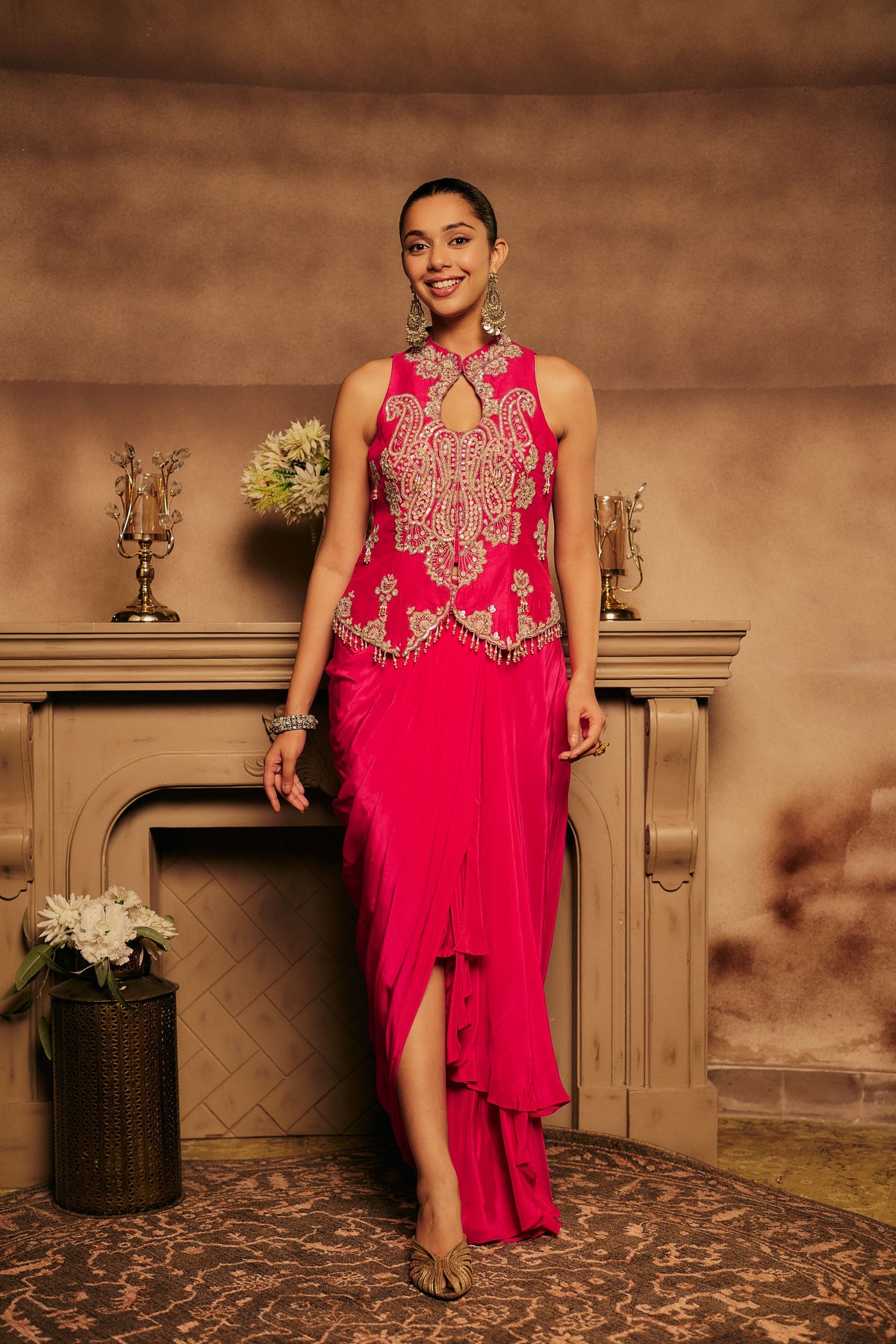 Royale Rani Embellished Crepe Silk Skirt Set