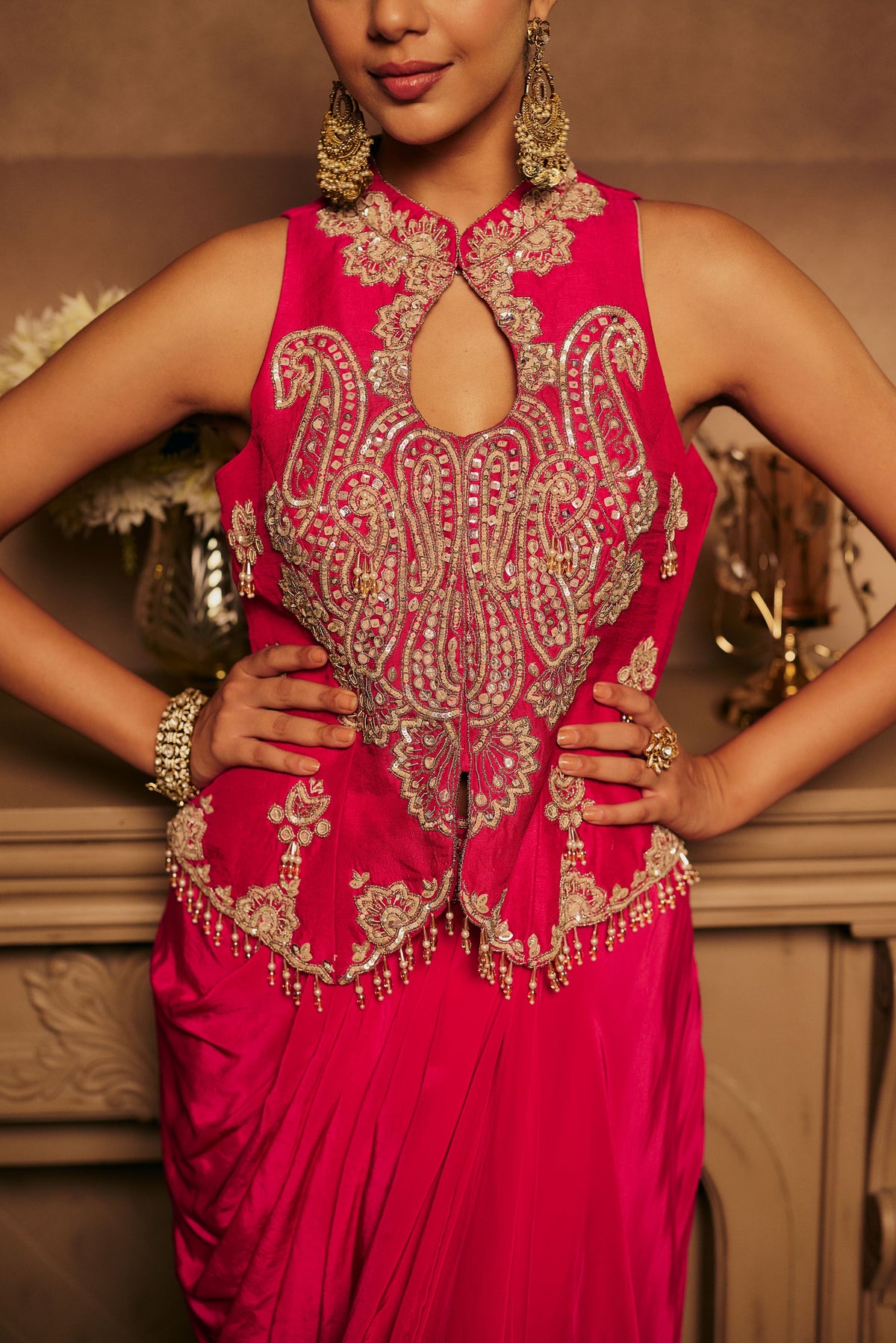 Royale Rani Embellished Crepe Silk Skirt Set