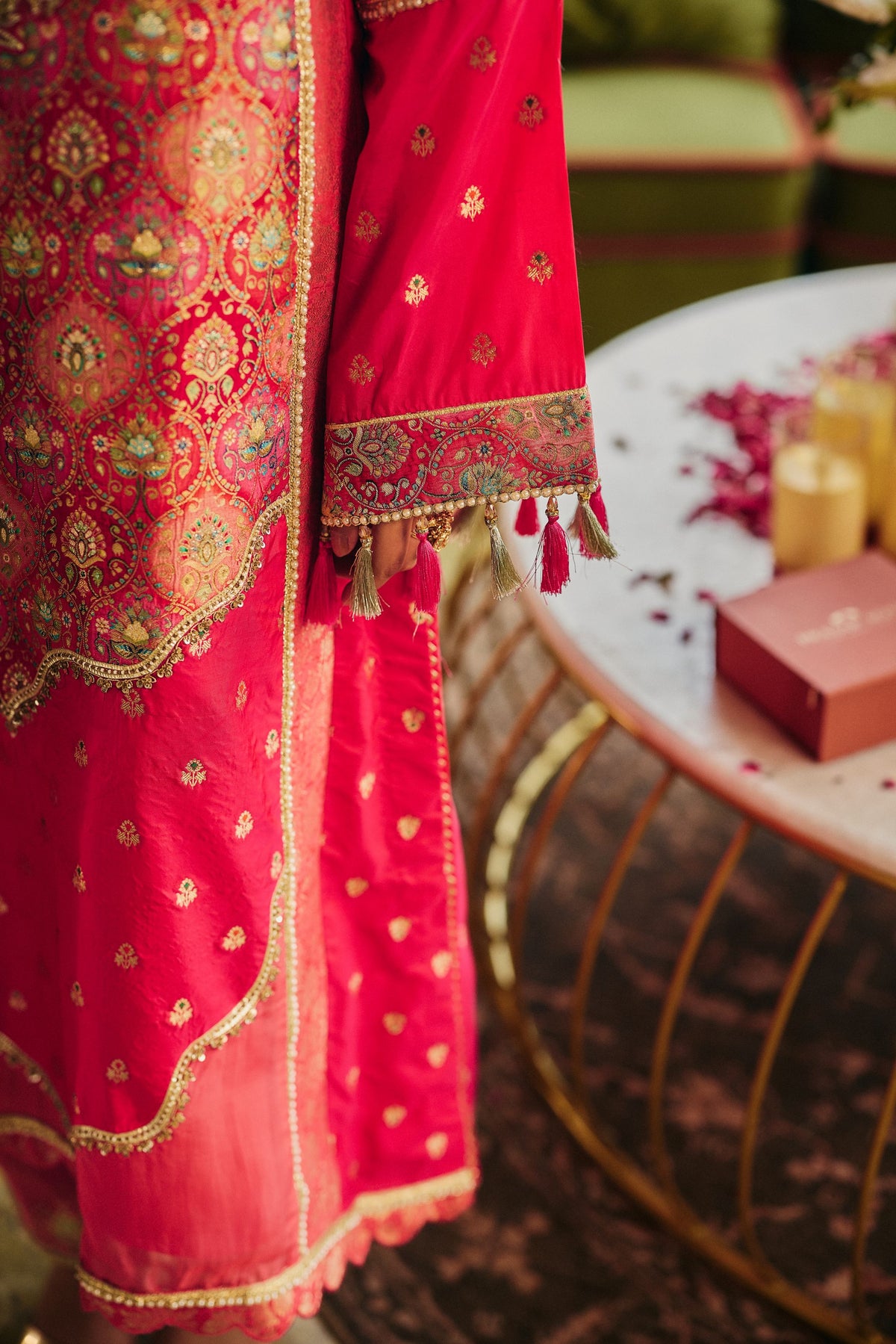 Pink Fuchsia Embellished Brocade Silk Salwar Set
