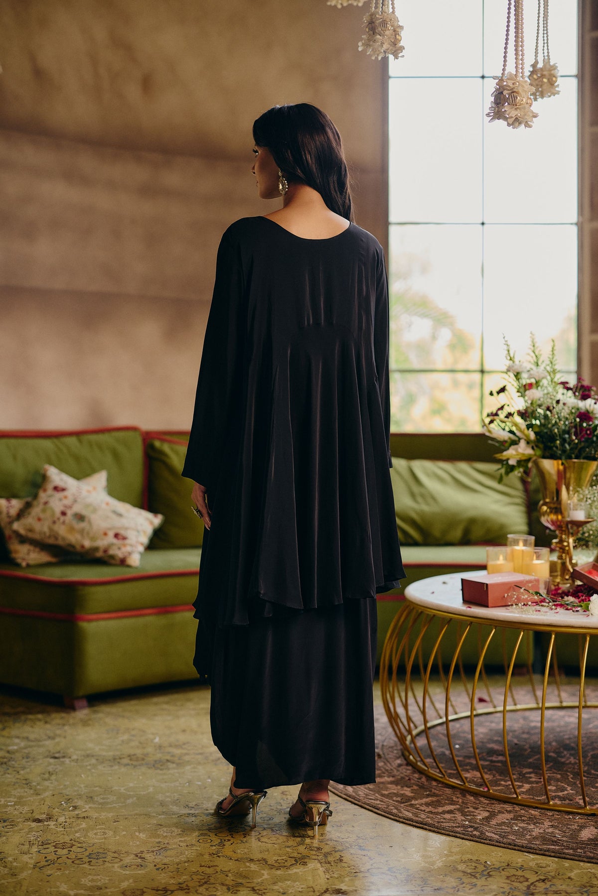 Mystic Noir Embellished Crepe Silk Pant Set
