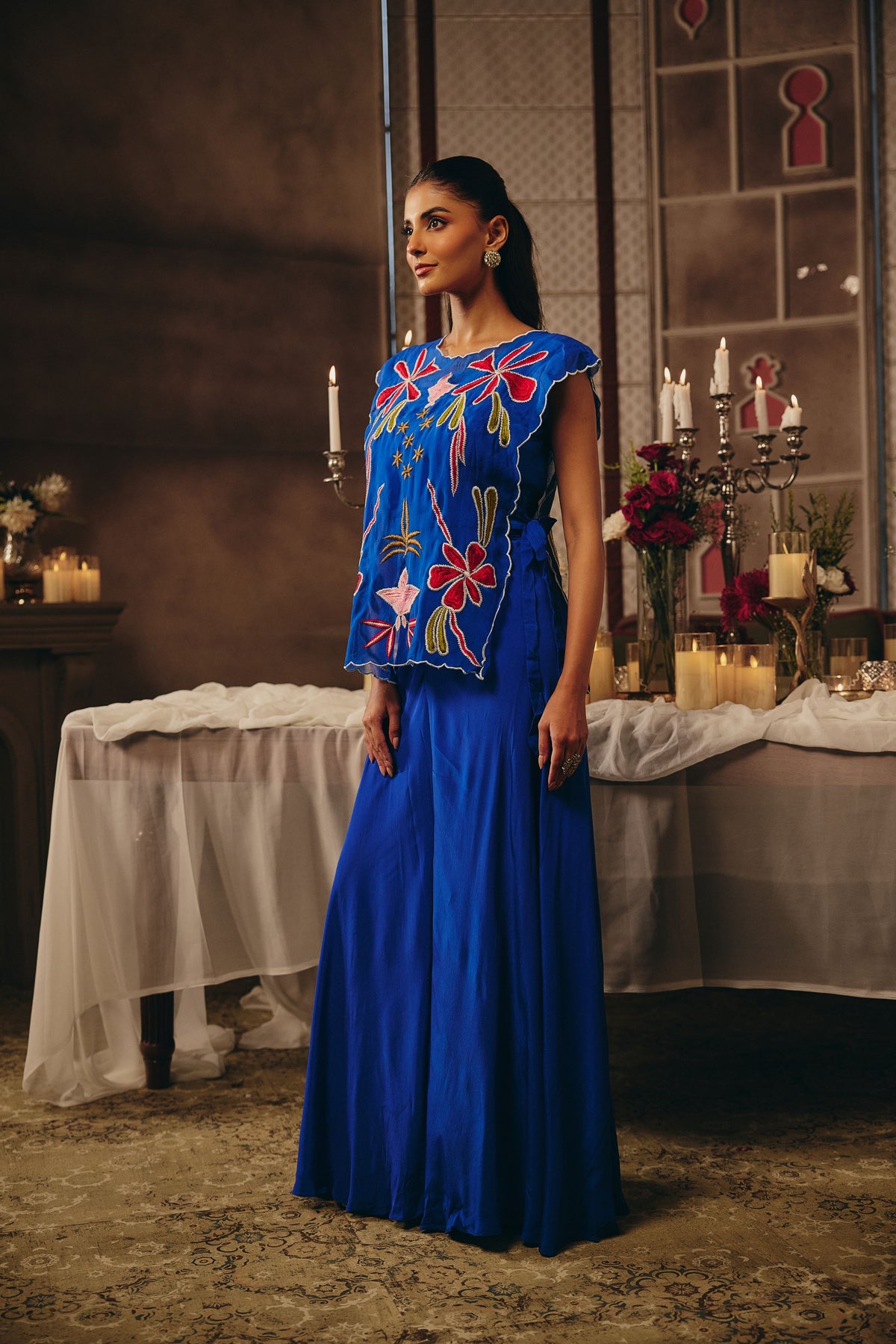 Bluebell Embroidered Crepe Silk Co-Ord Set