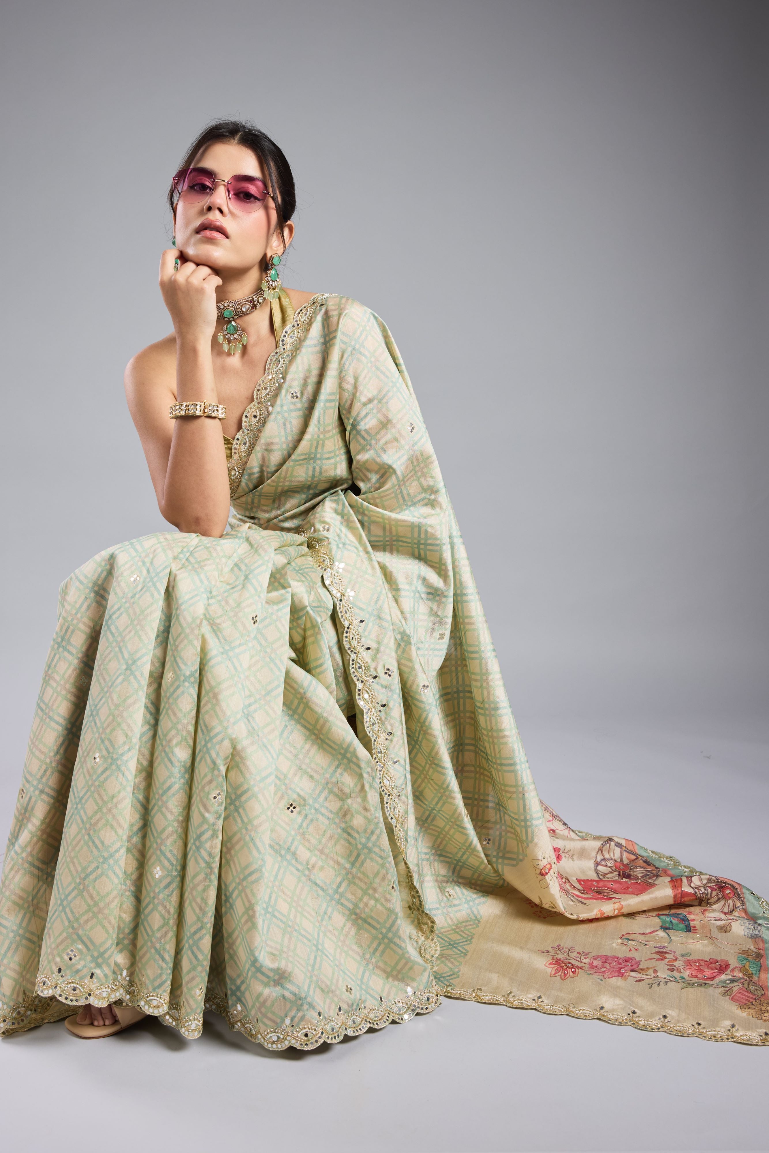 Pastel Green Bhagalpuri Tussar Silk Saree