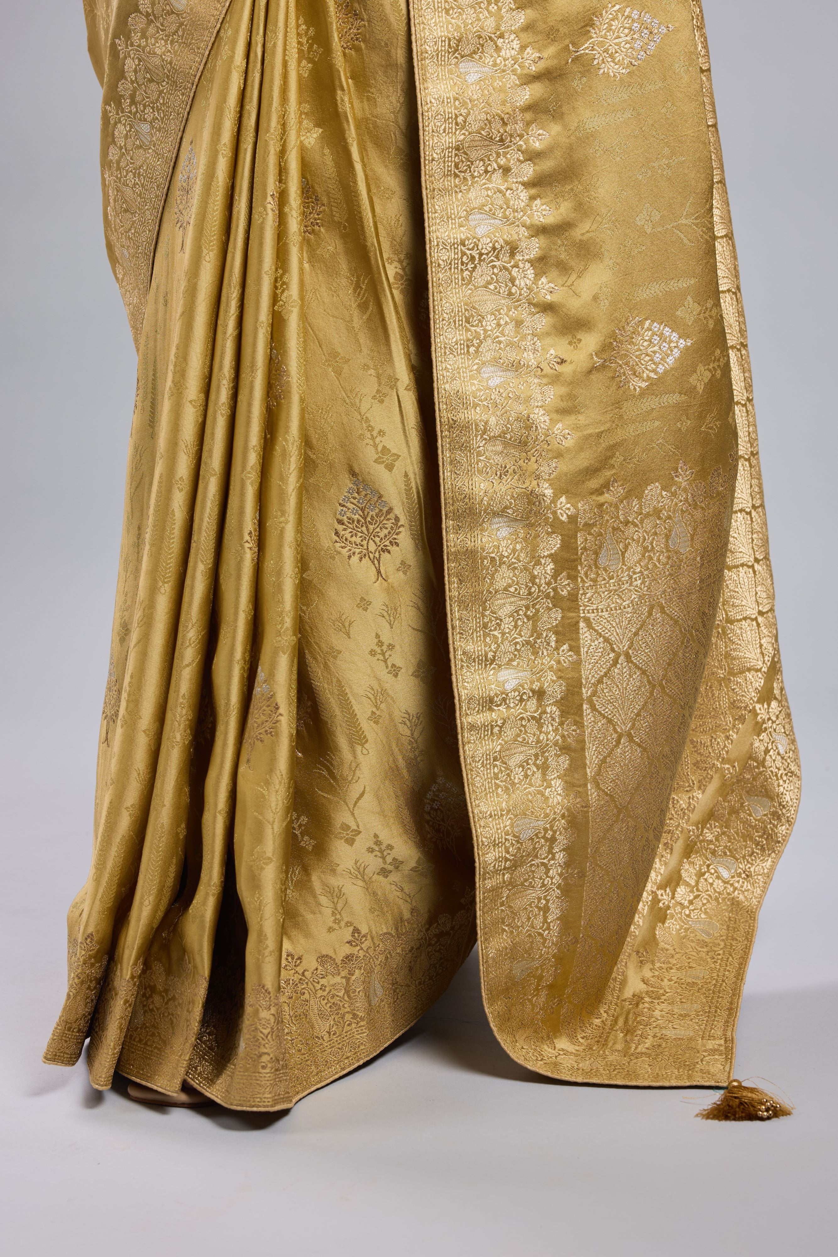 Golden Gazzi Satin Silk Saree