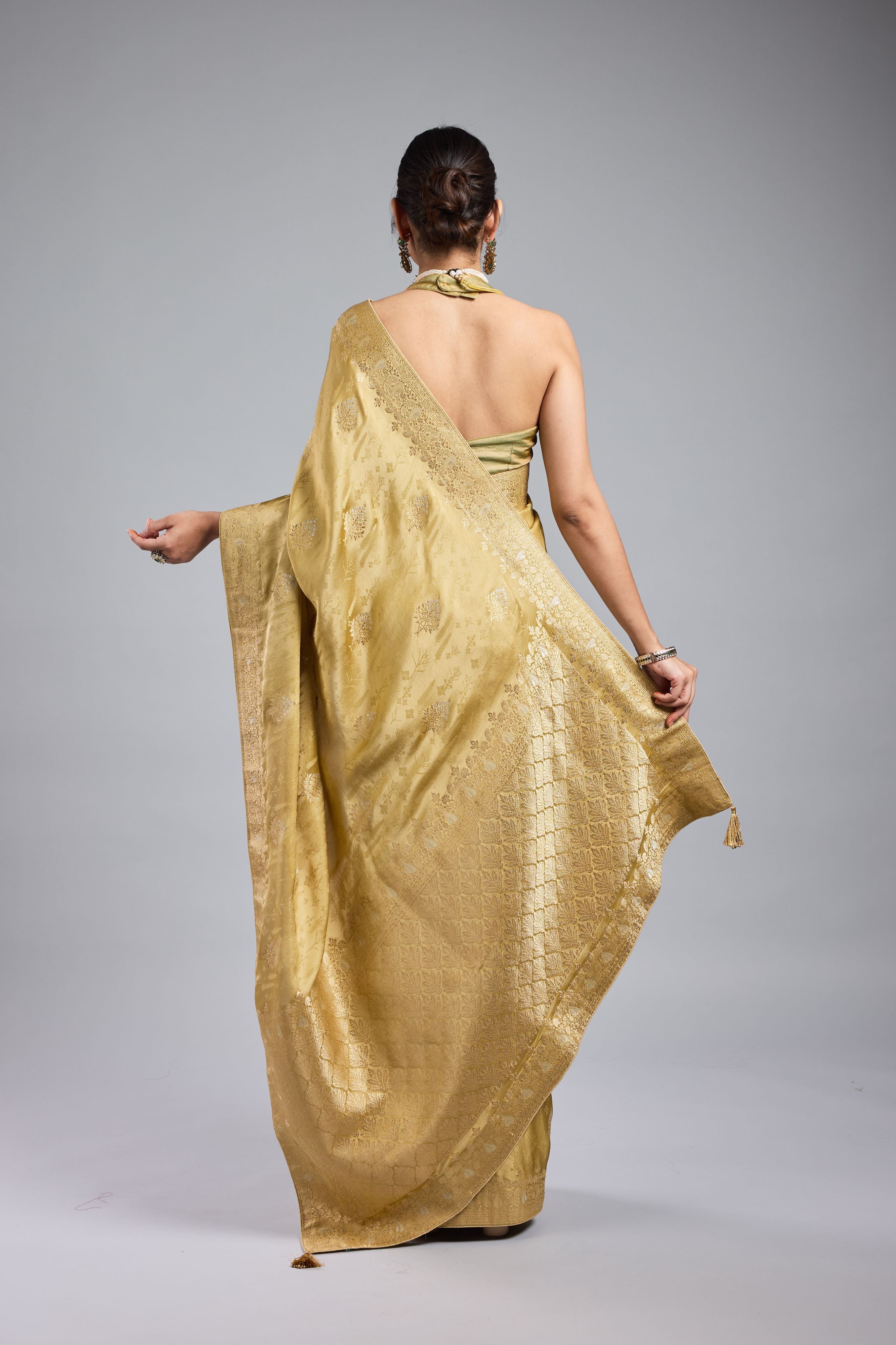 Golden Gazzi Satin Silk Saree