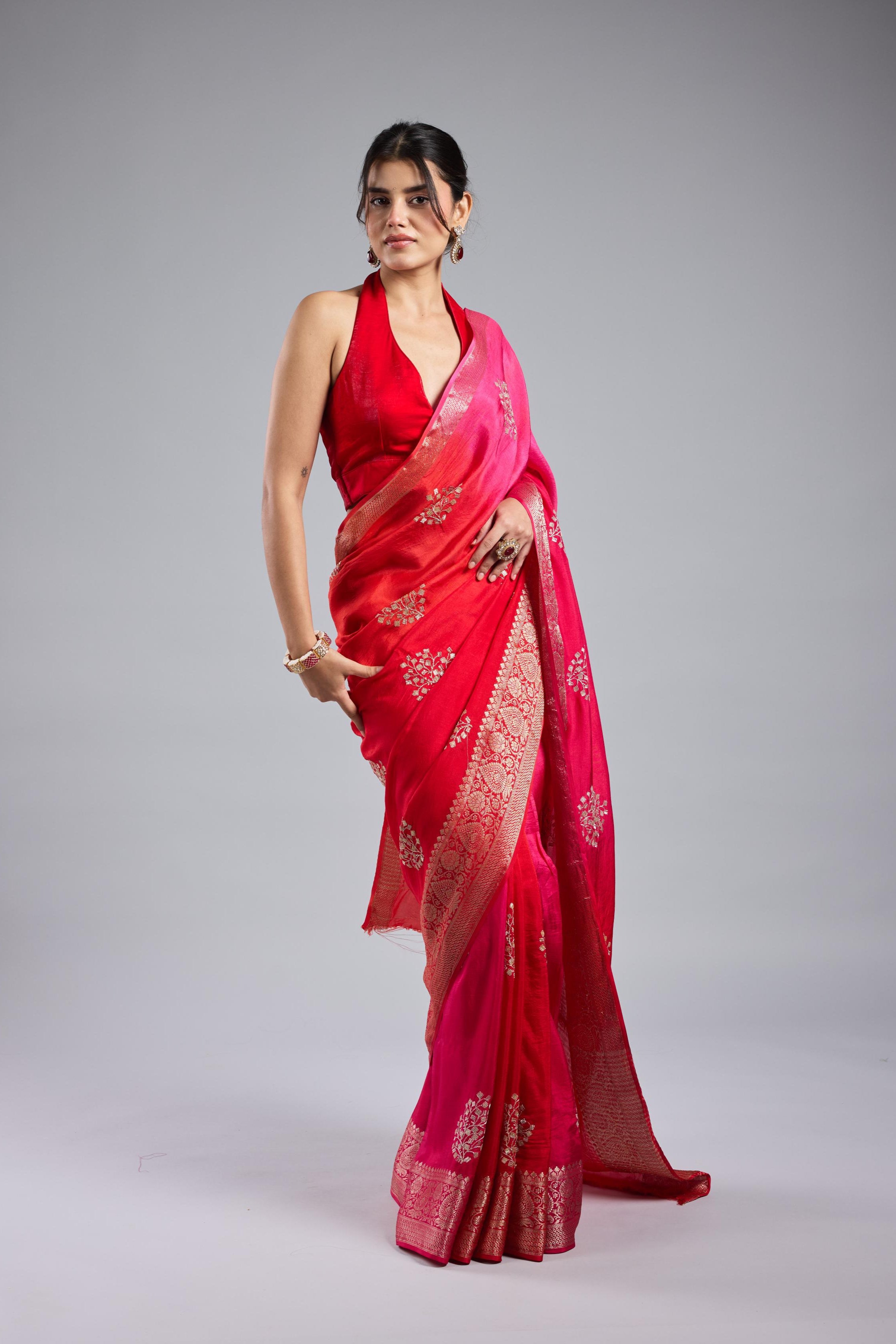 Pink Ombre Dyed Premium Silk Saree
