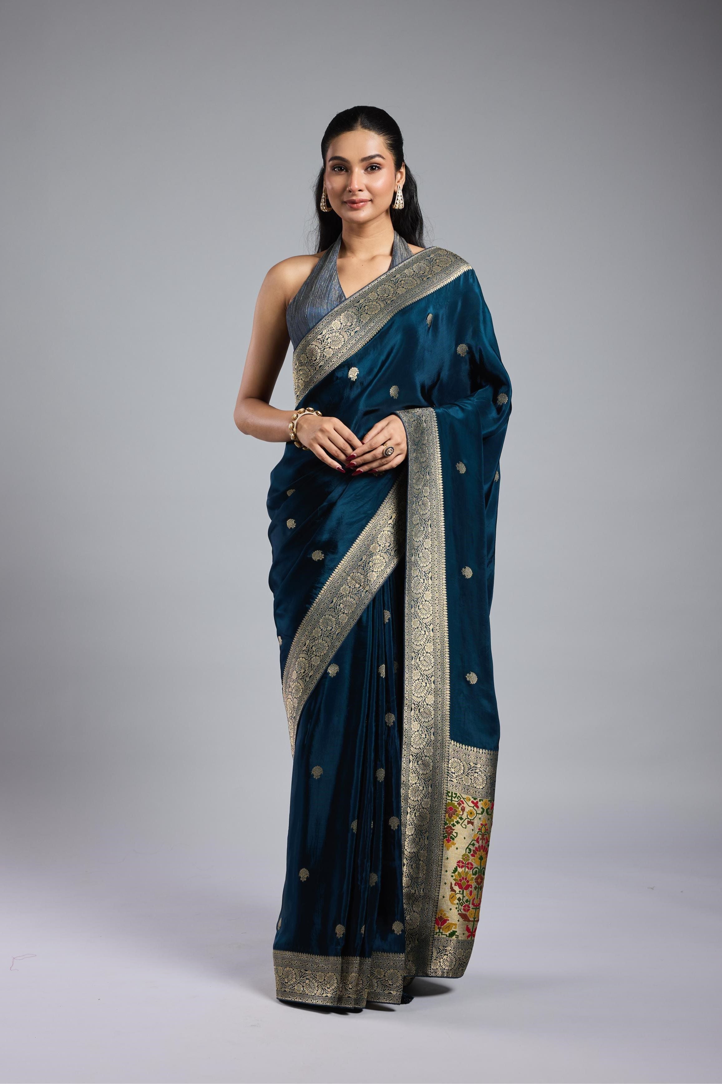 Deep Blue Cosmo Silk Saree