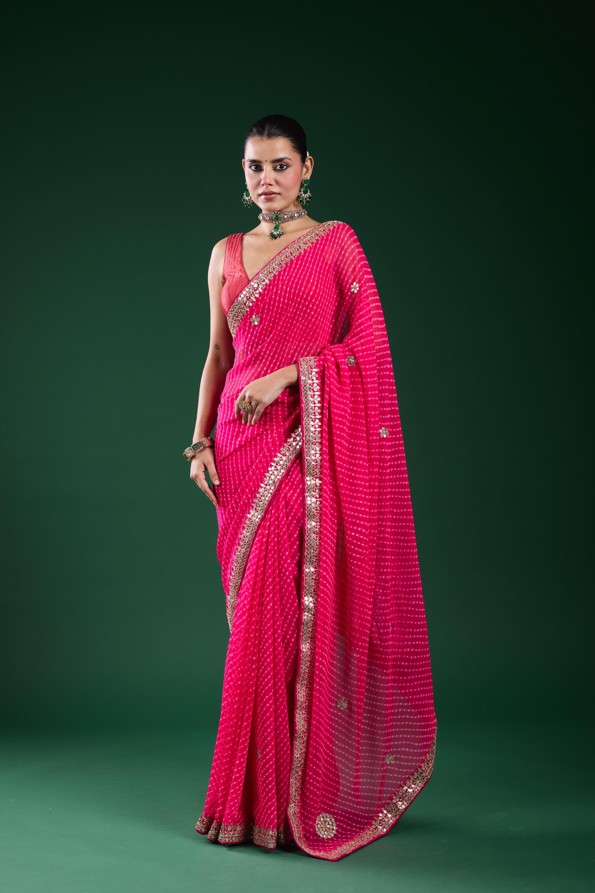 Pink Gotta Georgette Silk Saree