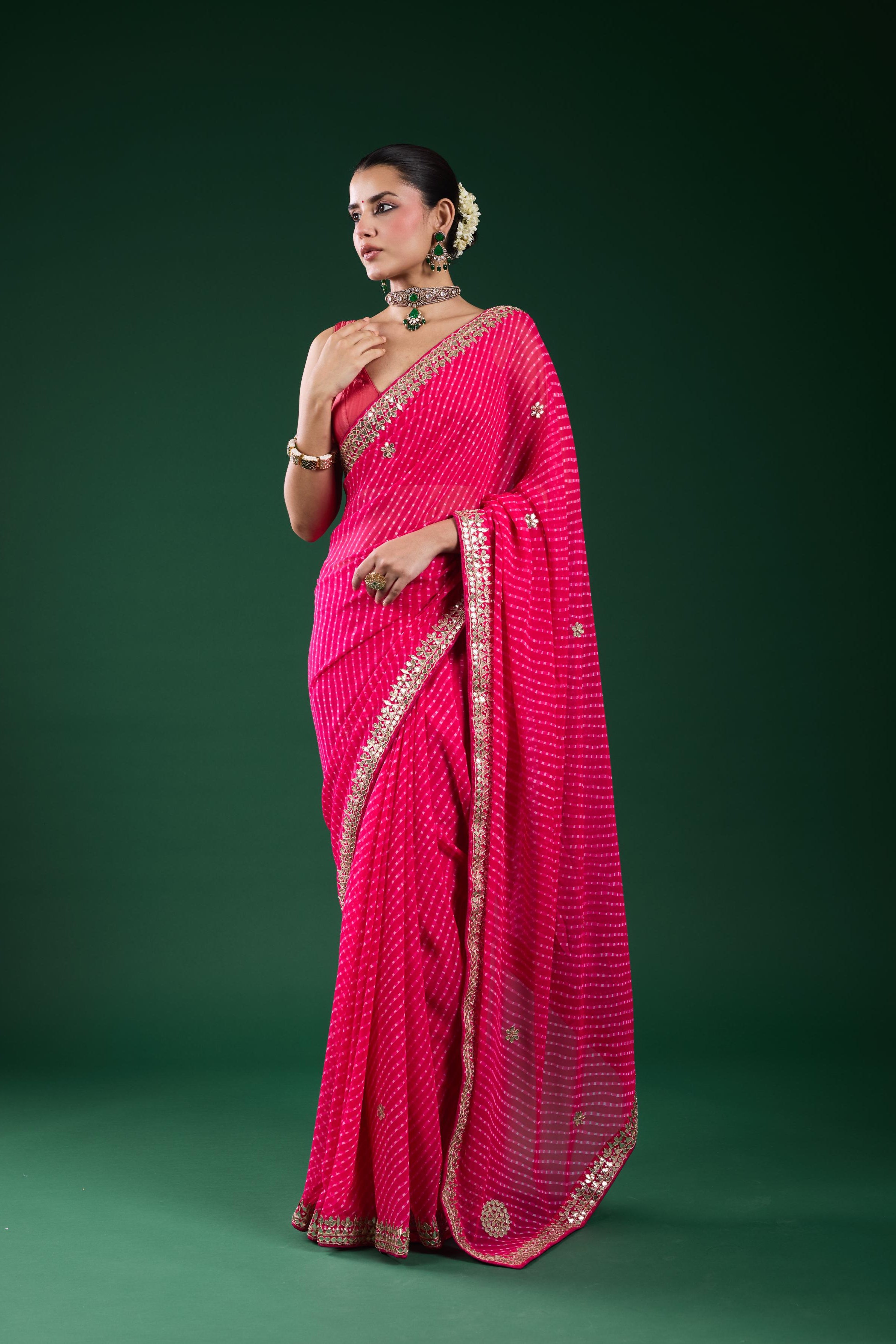 Pink Gotta Georgette Silk Saree
