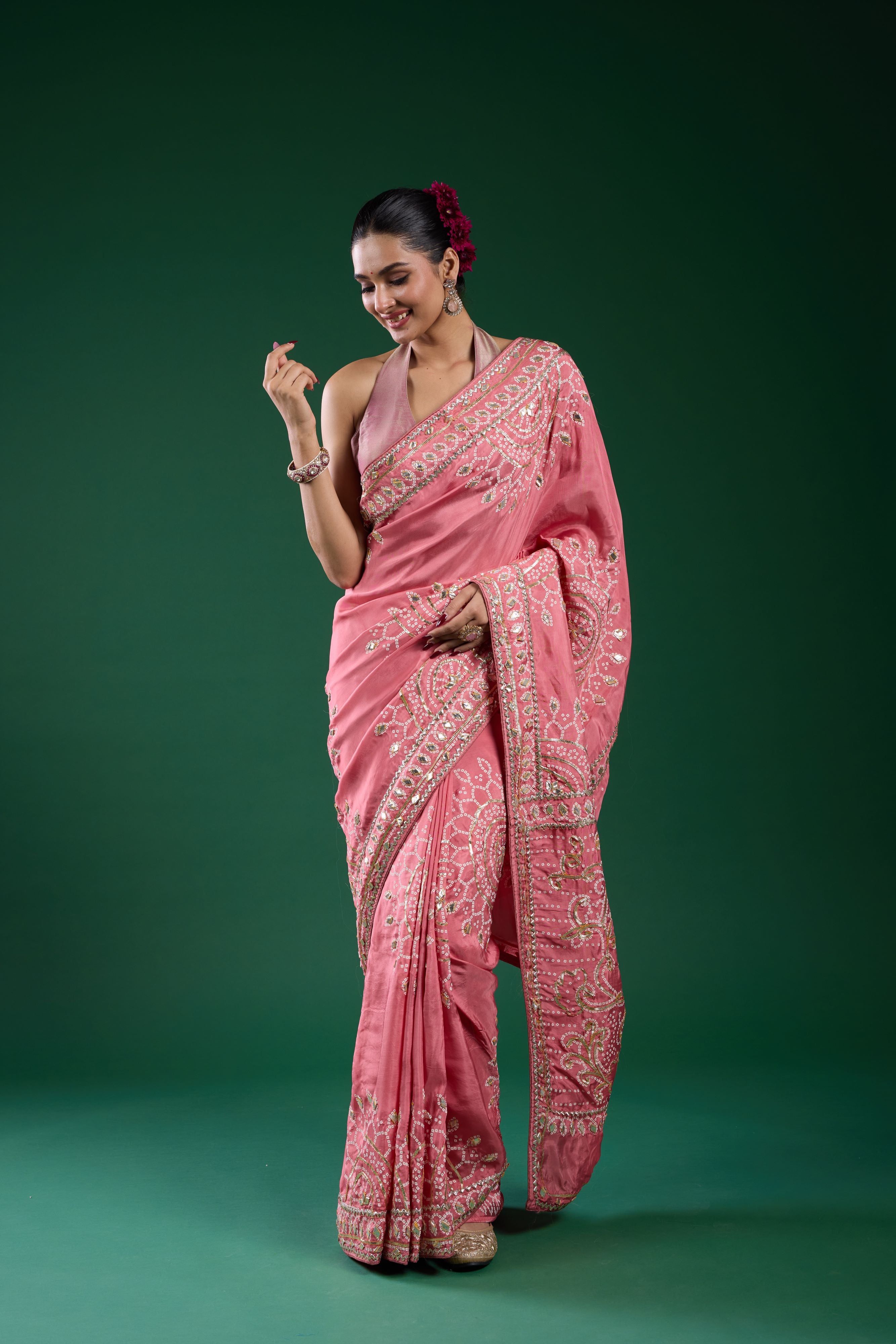 Rose Blush Dola Silk Saree