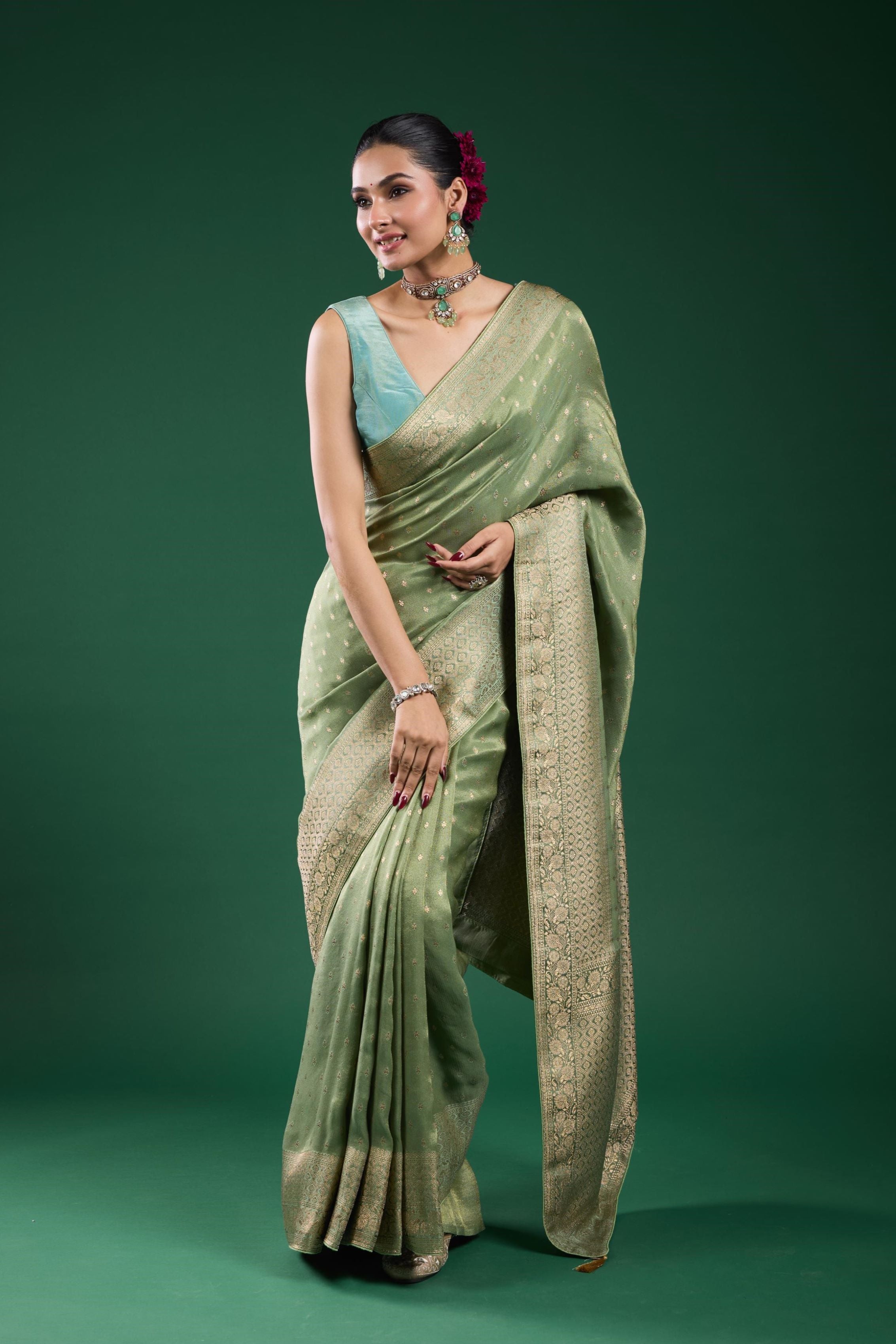 Light Green Tissue Silk Saree