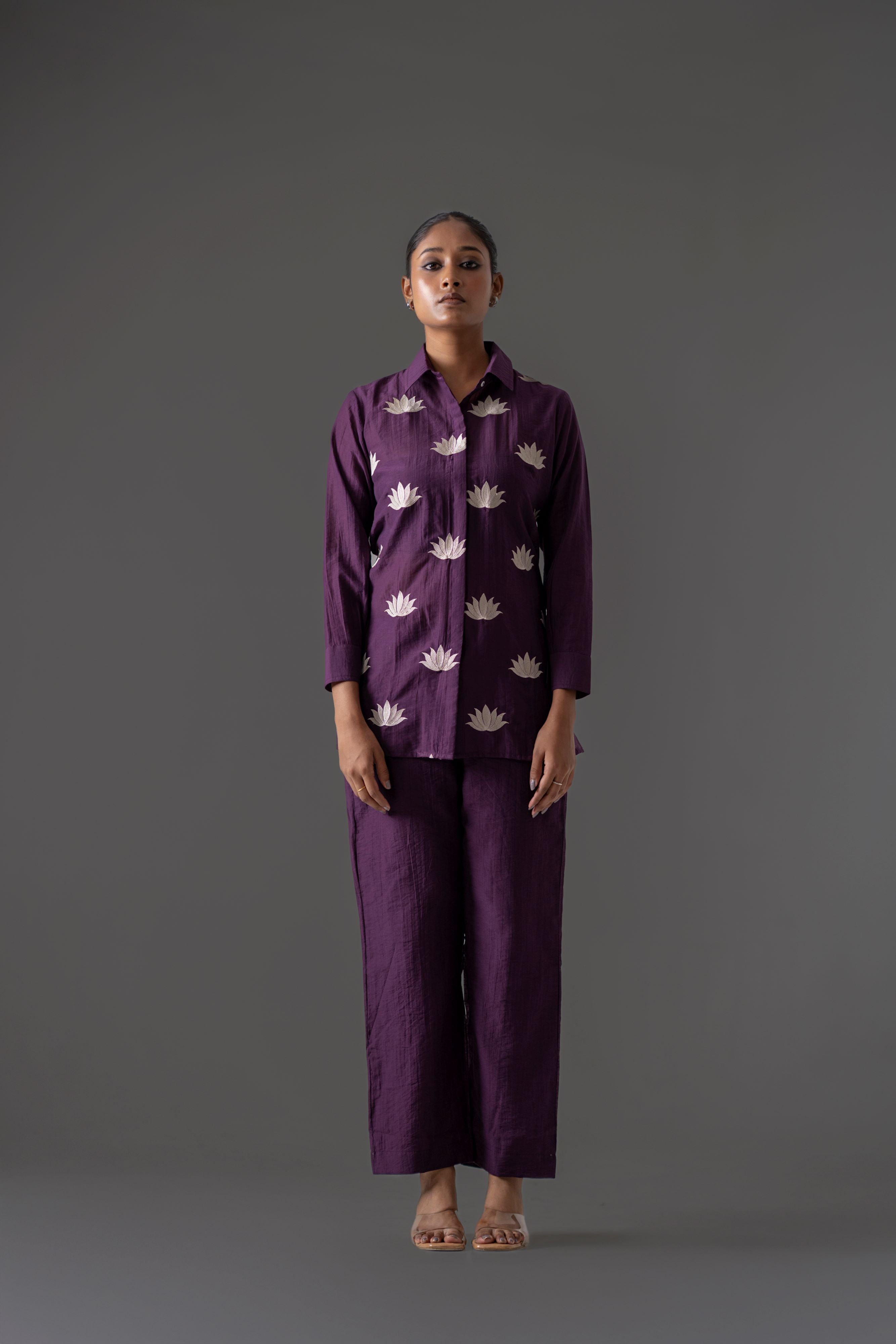 Wine Cotton Flex Co-Ord Set