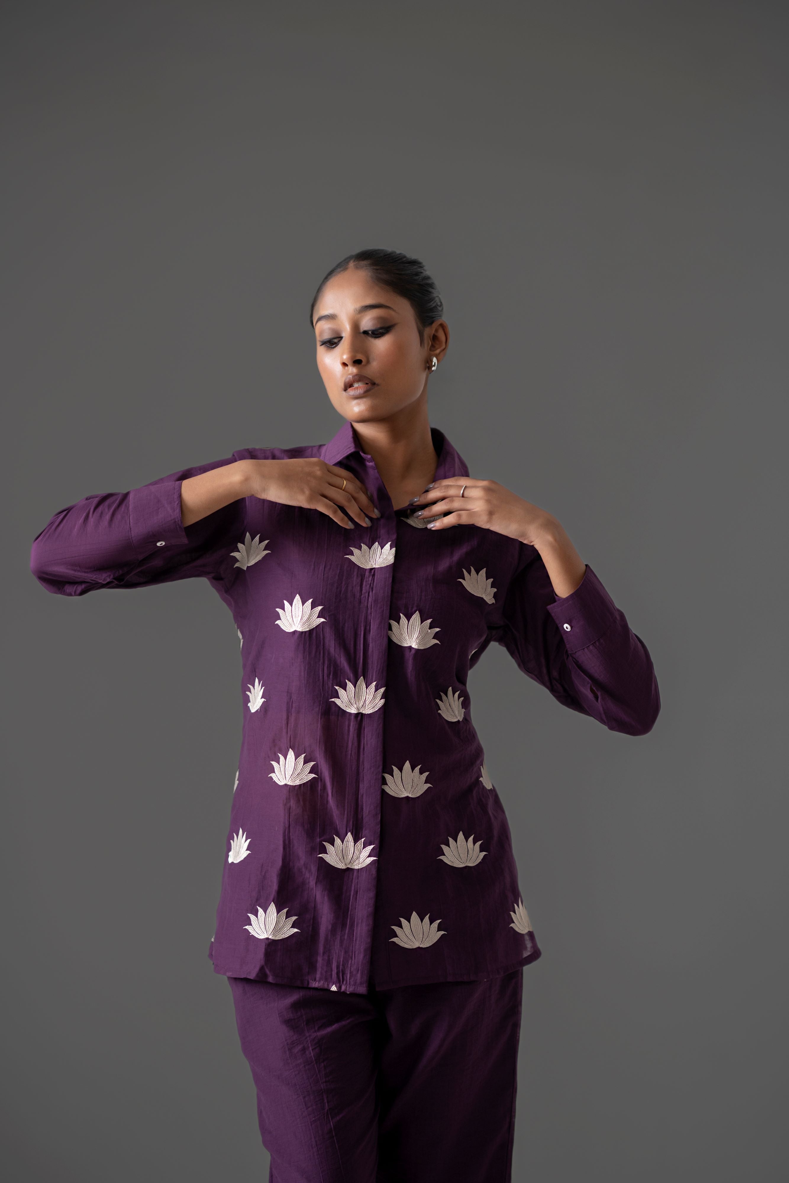 Wine Cotton Flex Co-Ord Set