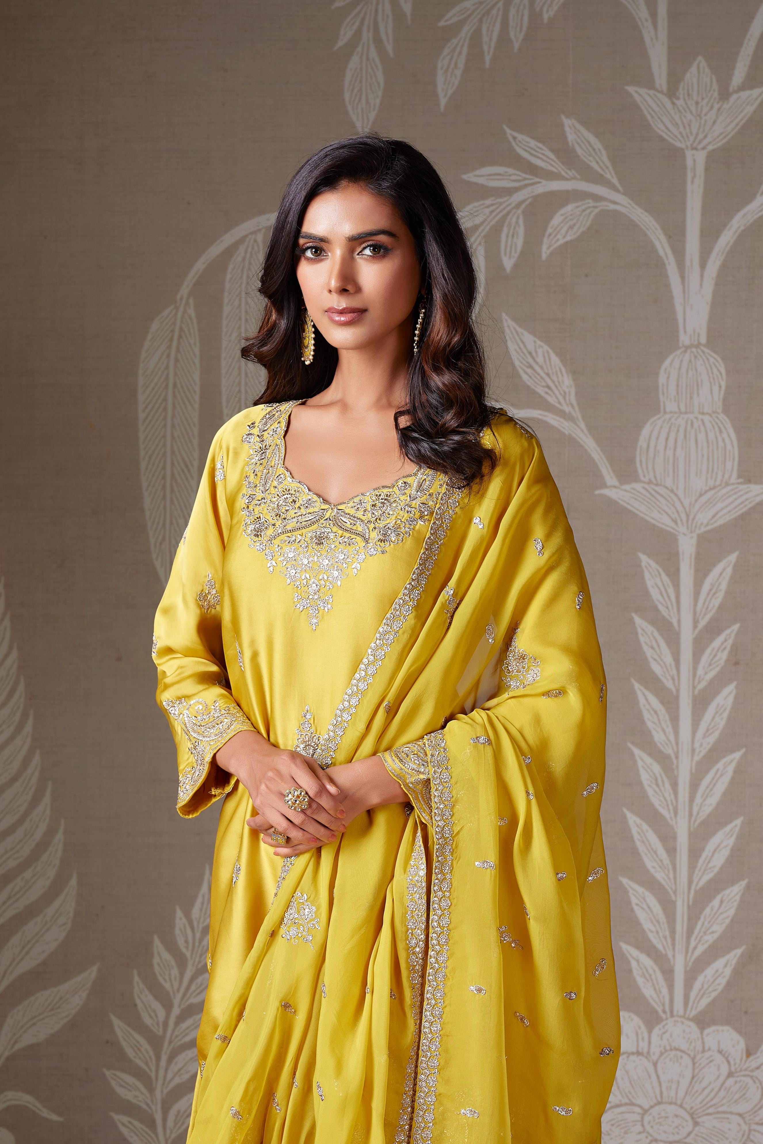 Sunlit Yellow Beaded Dhoti Ensemble