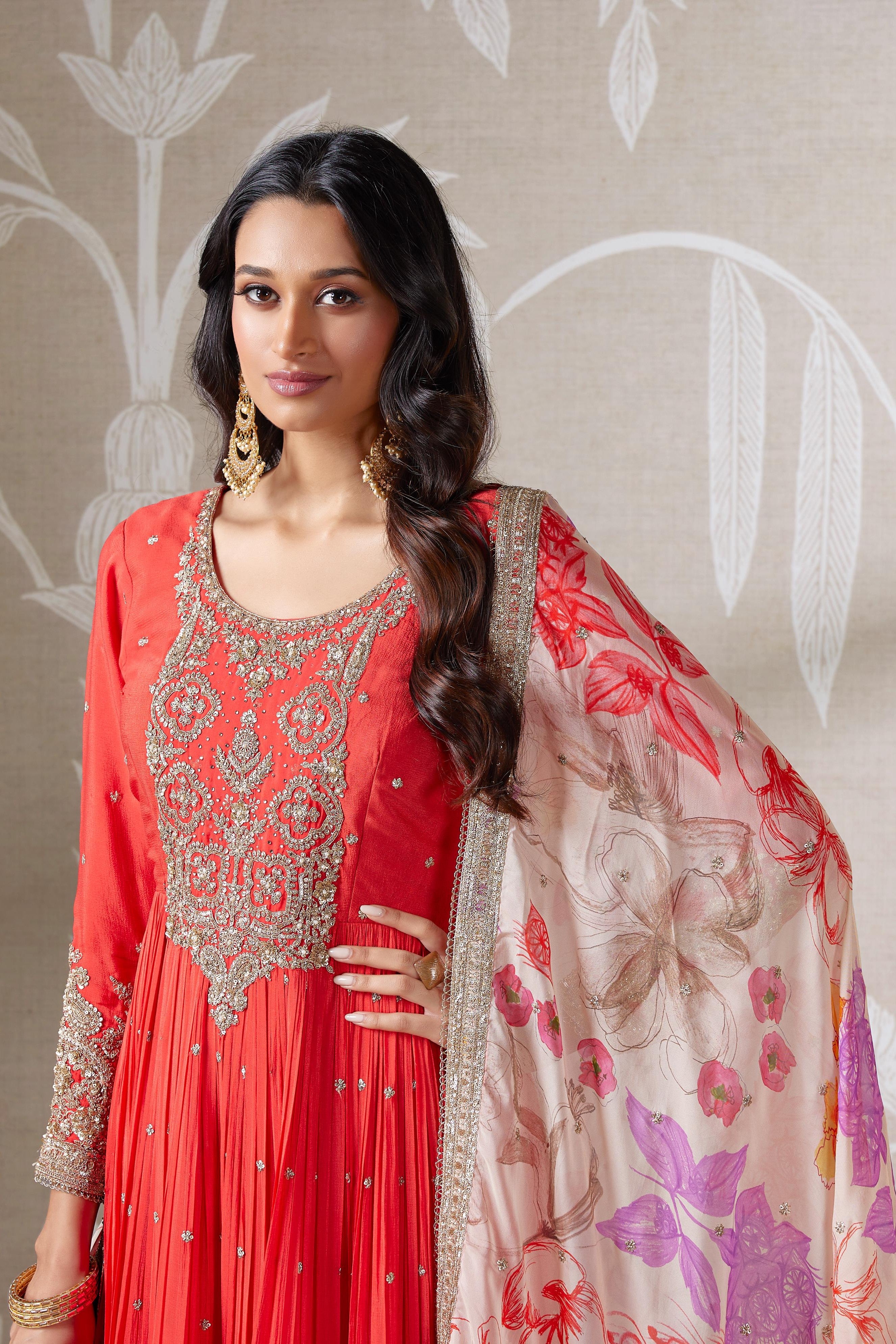 Crimson Grace Zari Embellished Anarkali Set
