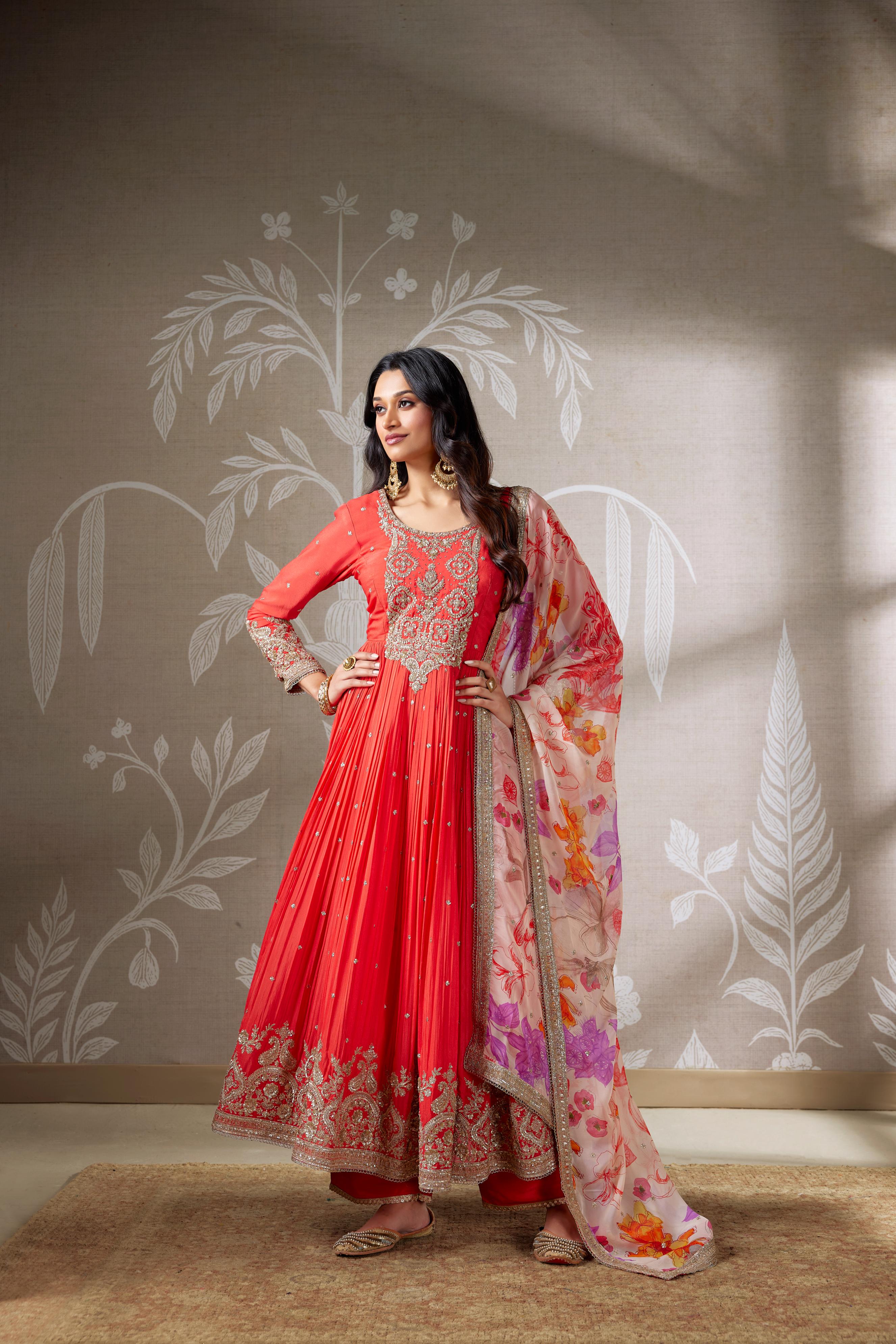 Crimson Grace Zari Embellished Anarkali Set