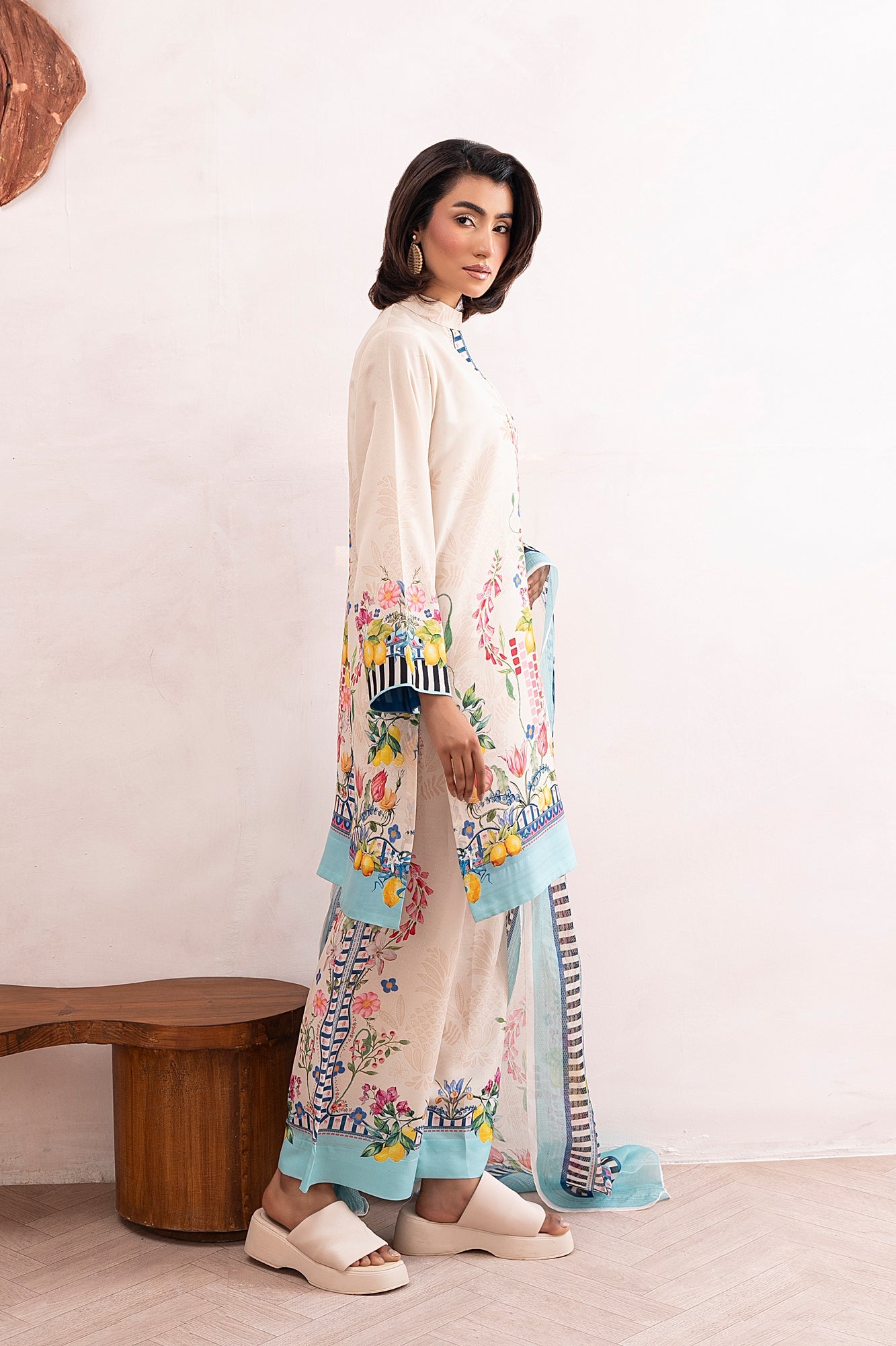 Mediterranean Splash Swiss Cotton Kurta & Pant Set